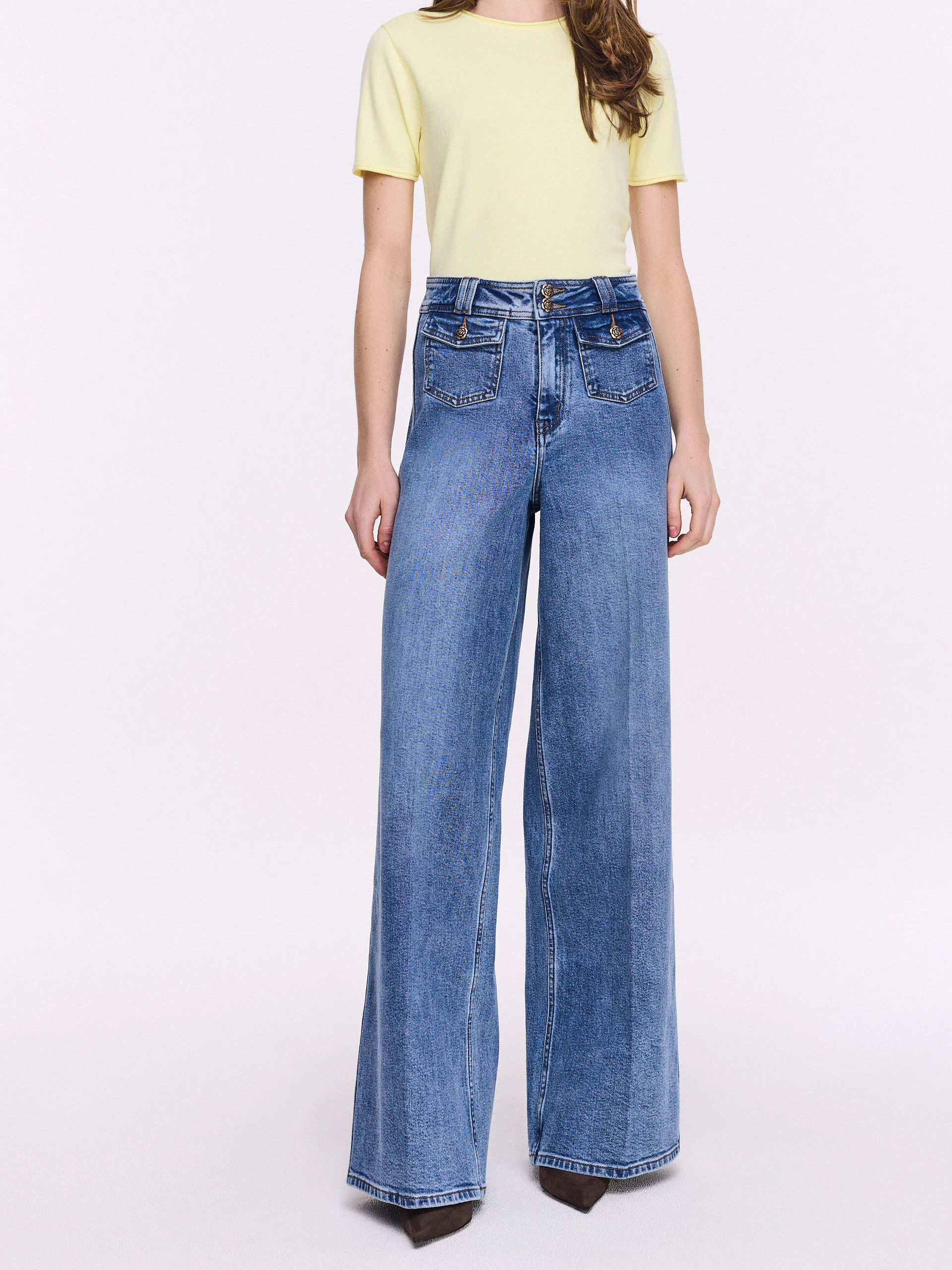 Jeansowe spodnie z wysokim stanem w stylu vintage