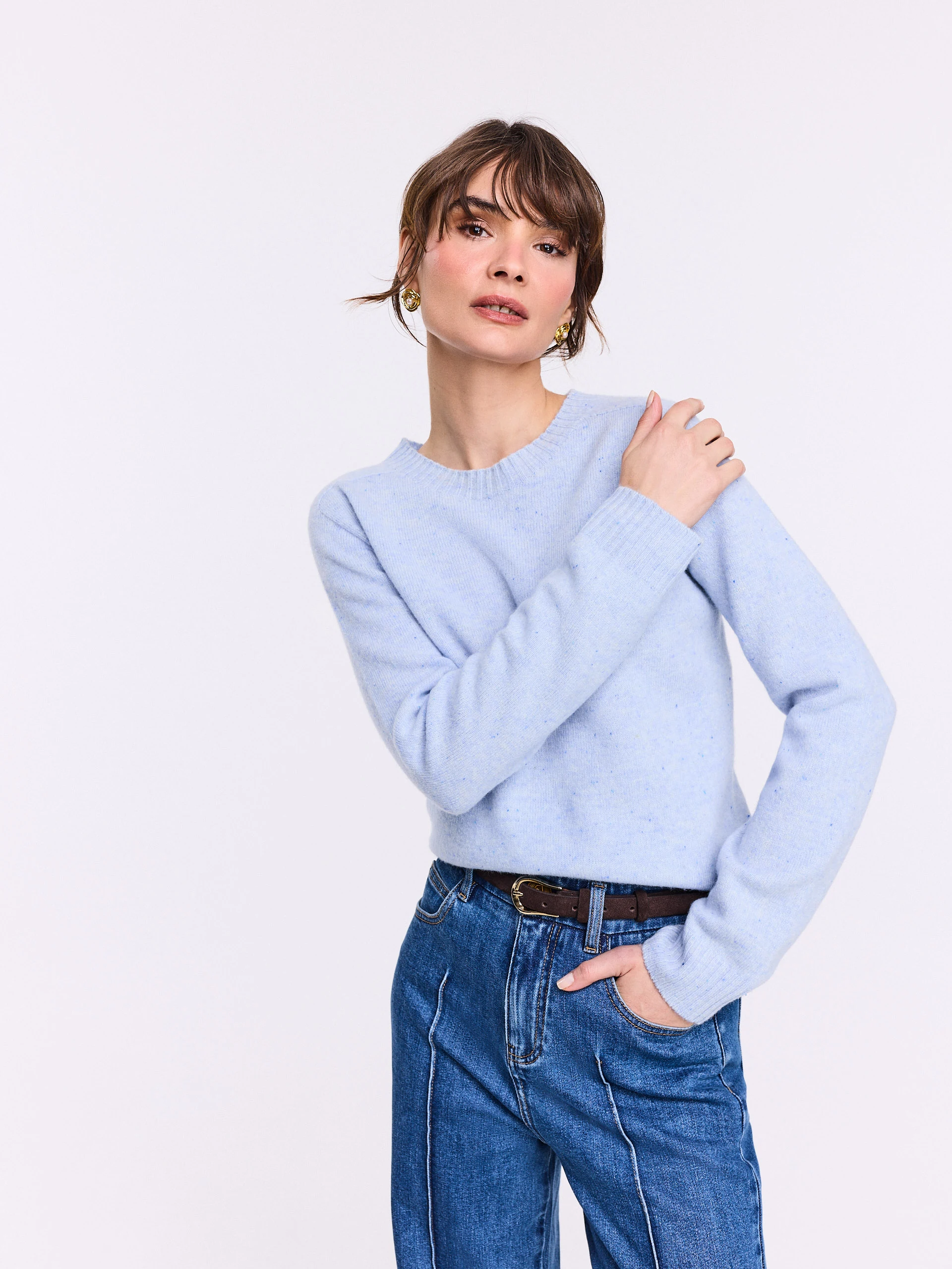 Blue knitted sweater
