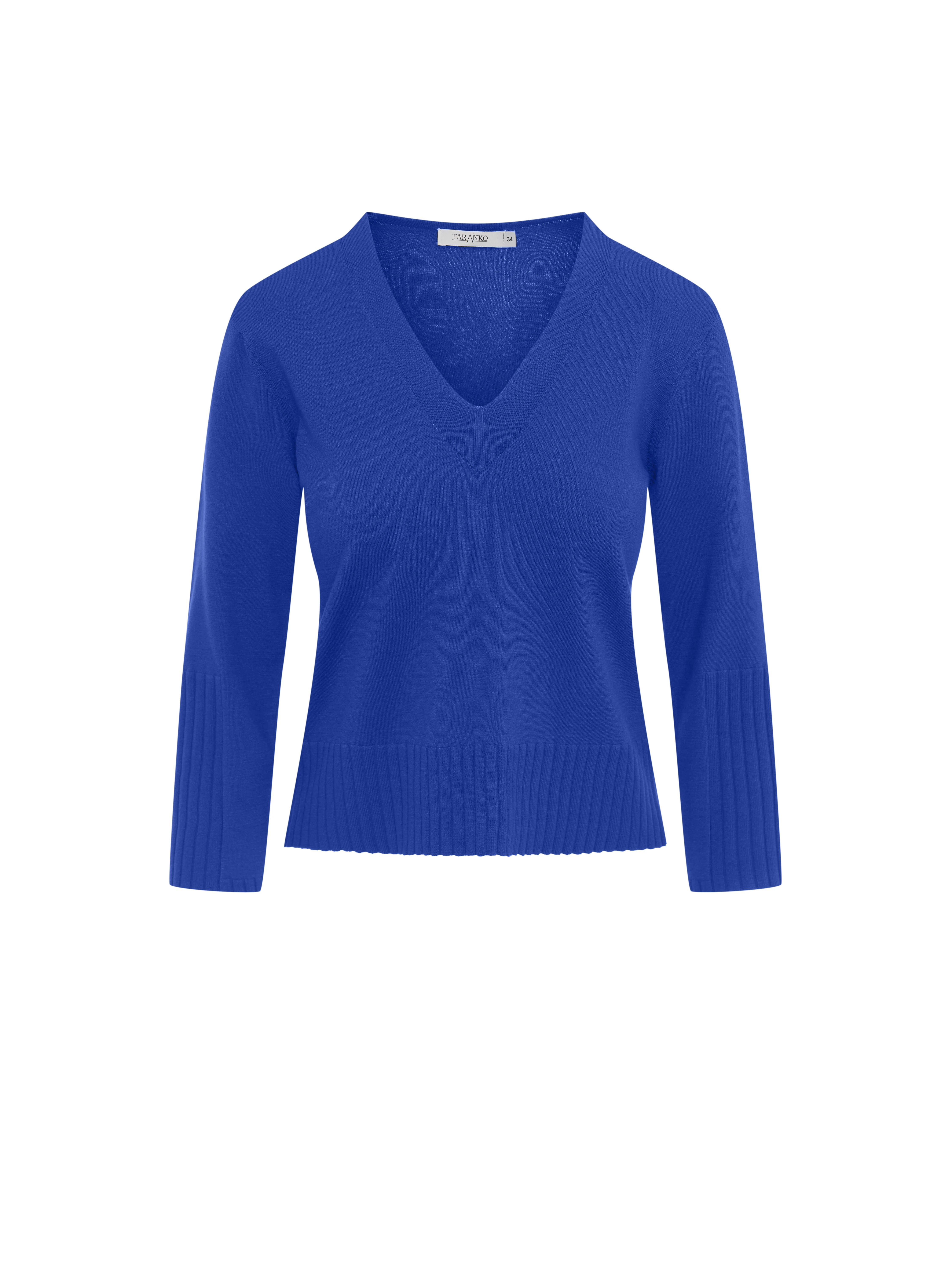 Szafirowy sweter z dekoltem V
