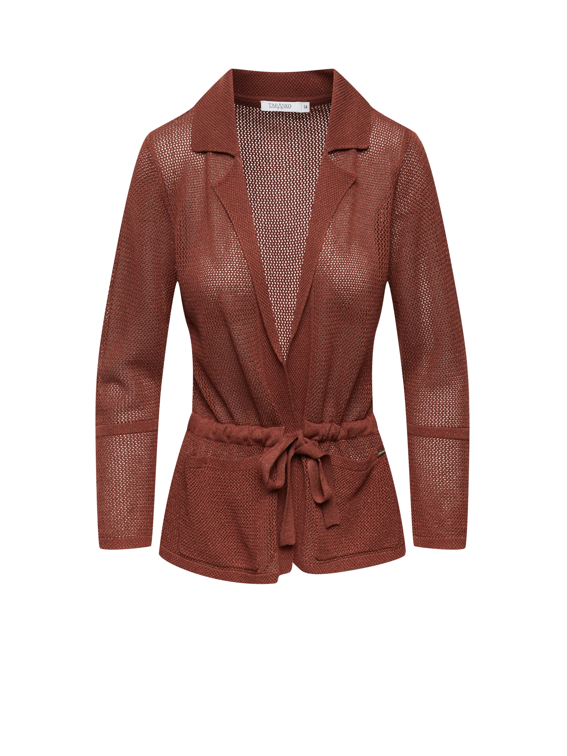 Openwork cardigan with metallic thread