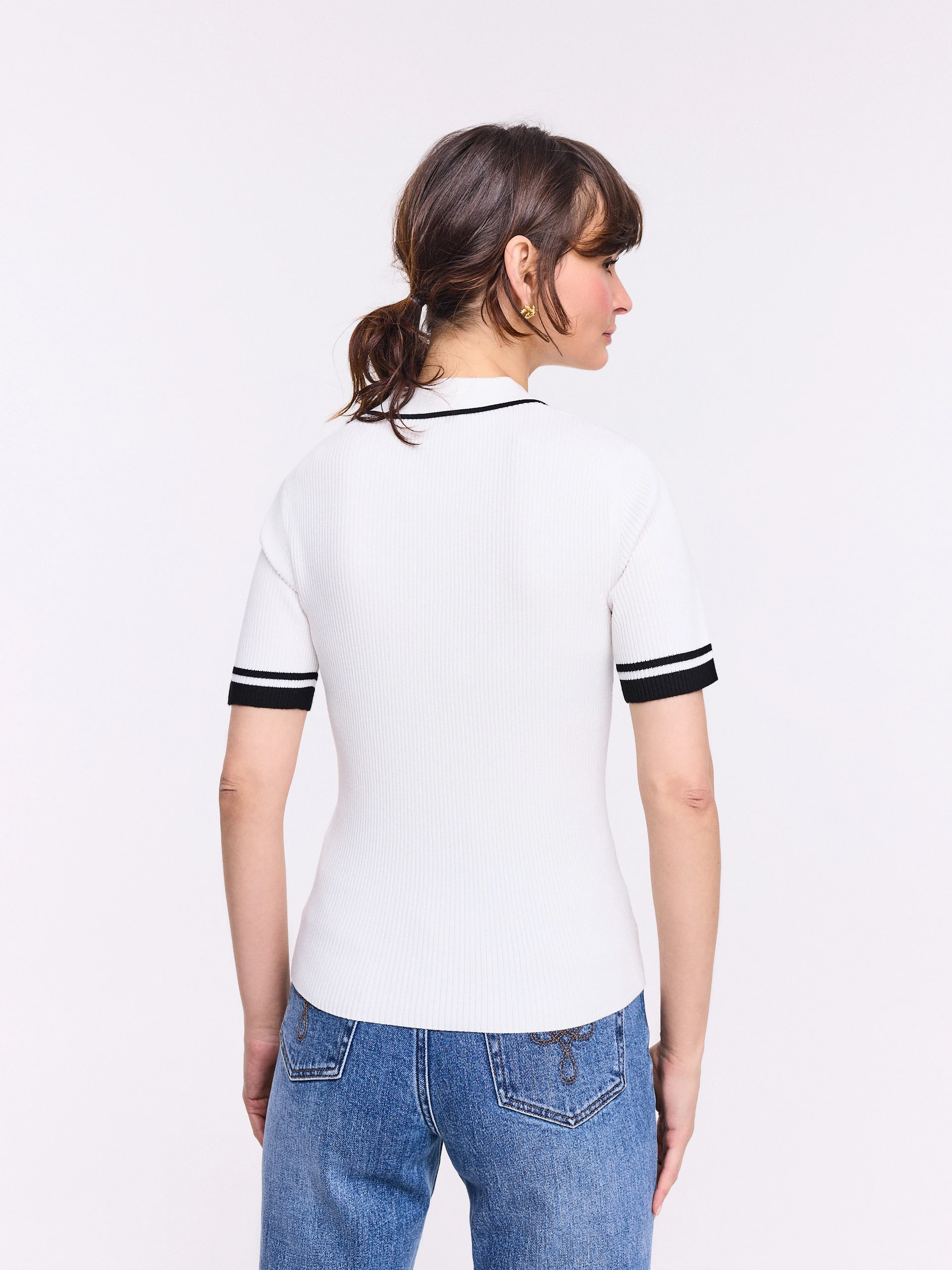 White short-sleeved polo shirt