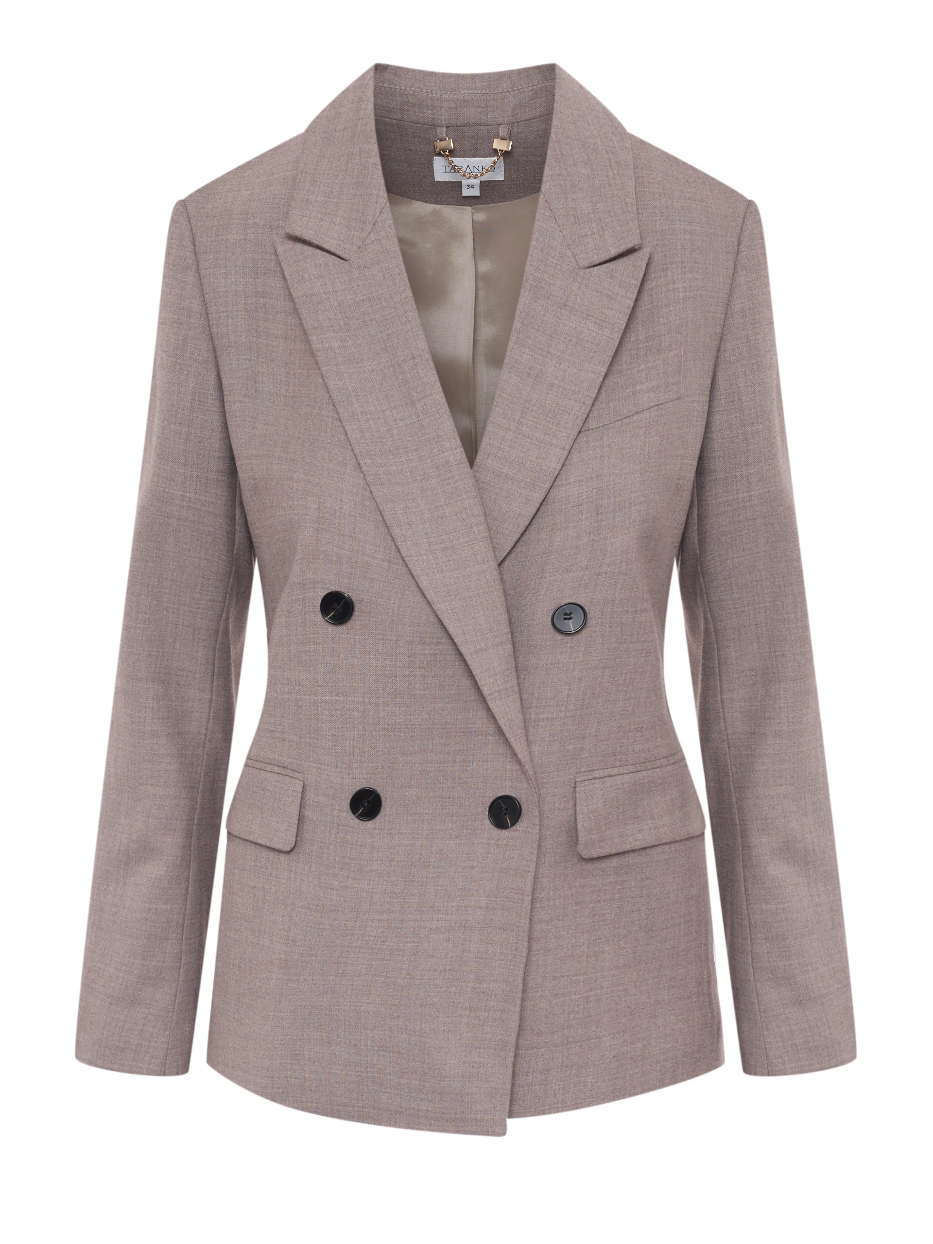 Elegancka dwurzędowa marynarka w kolorze taupe