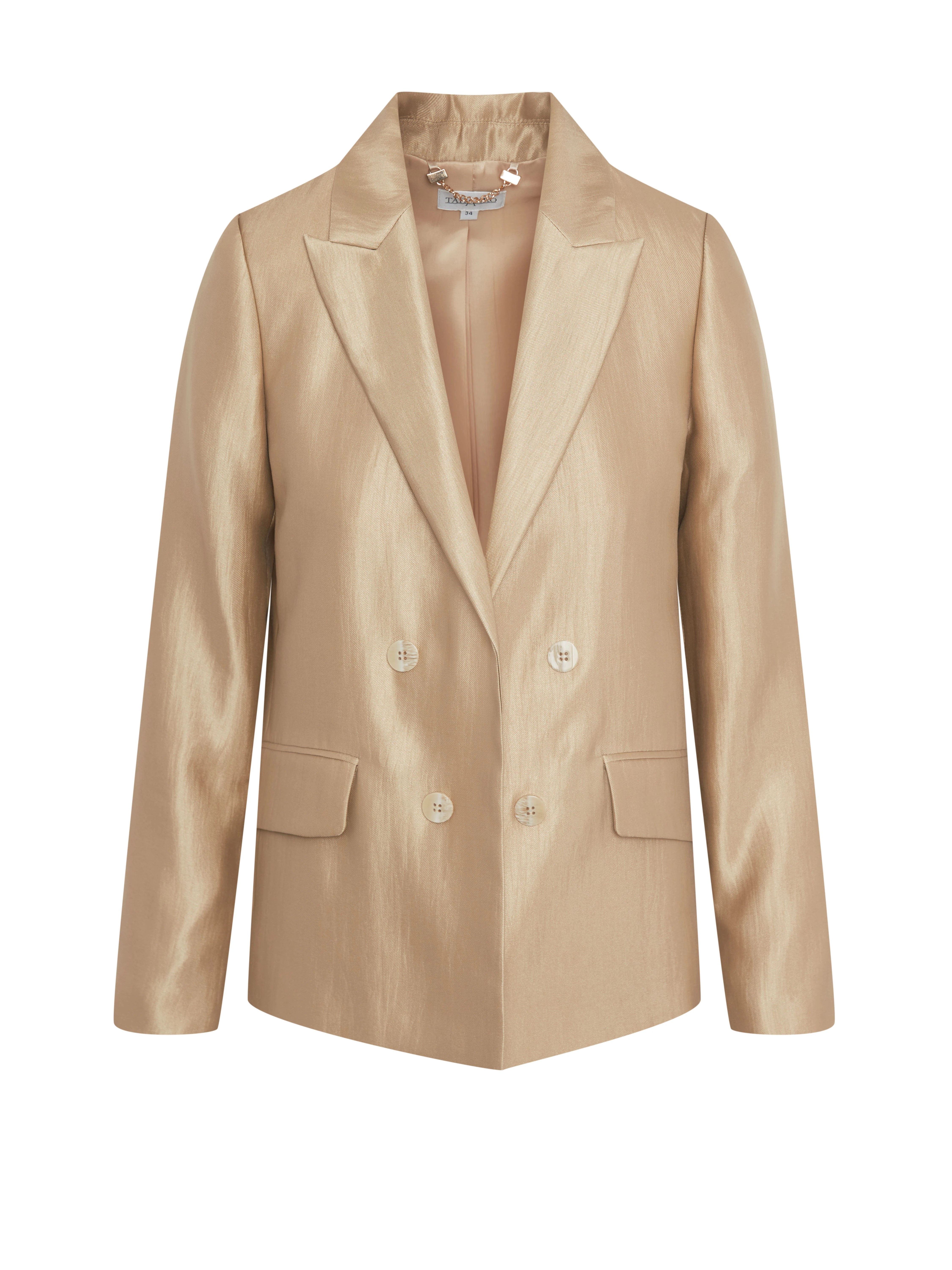 A gold-toned blazer