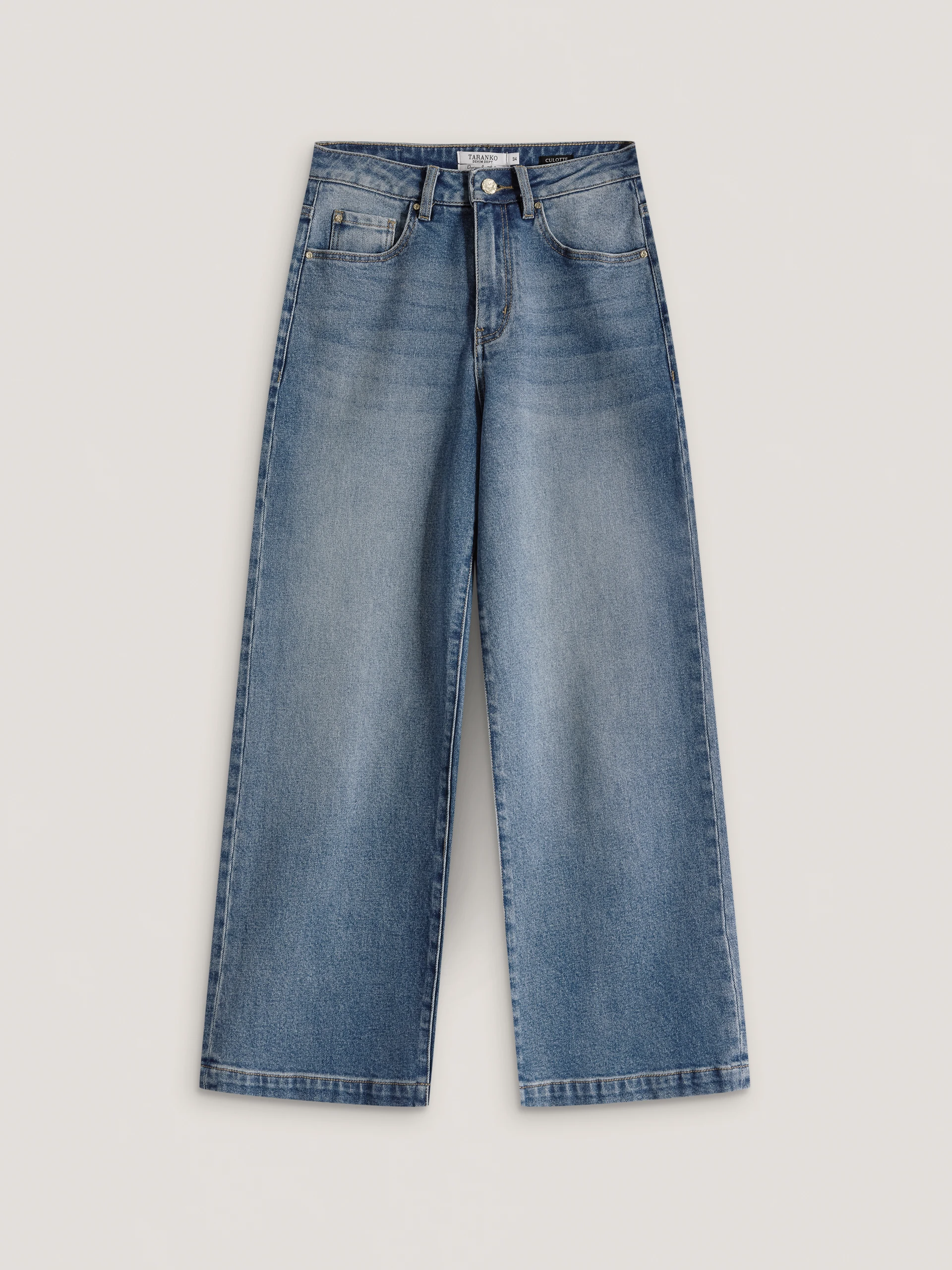 Jeansowe spodnie z wysokim stanem o kroju wide leg