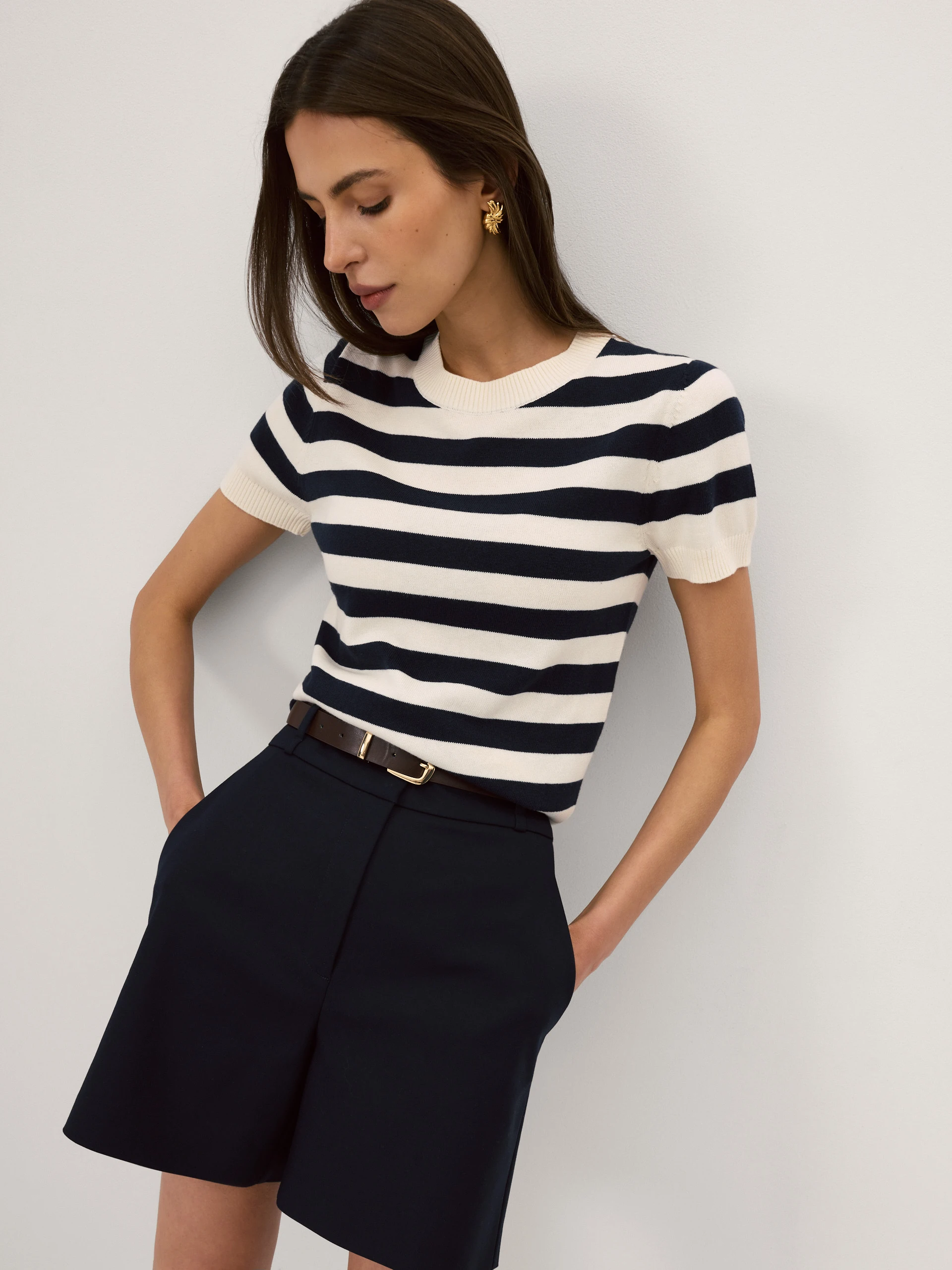 Striped sweater with a linen blend