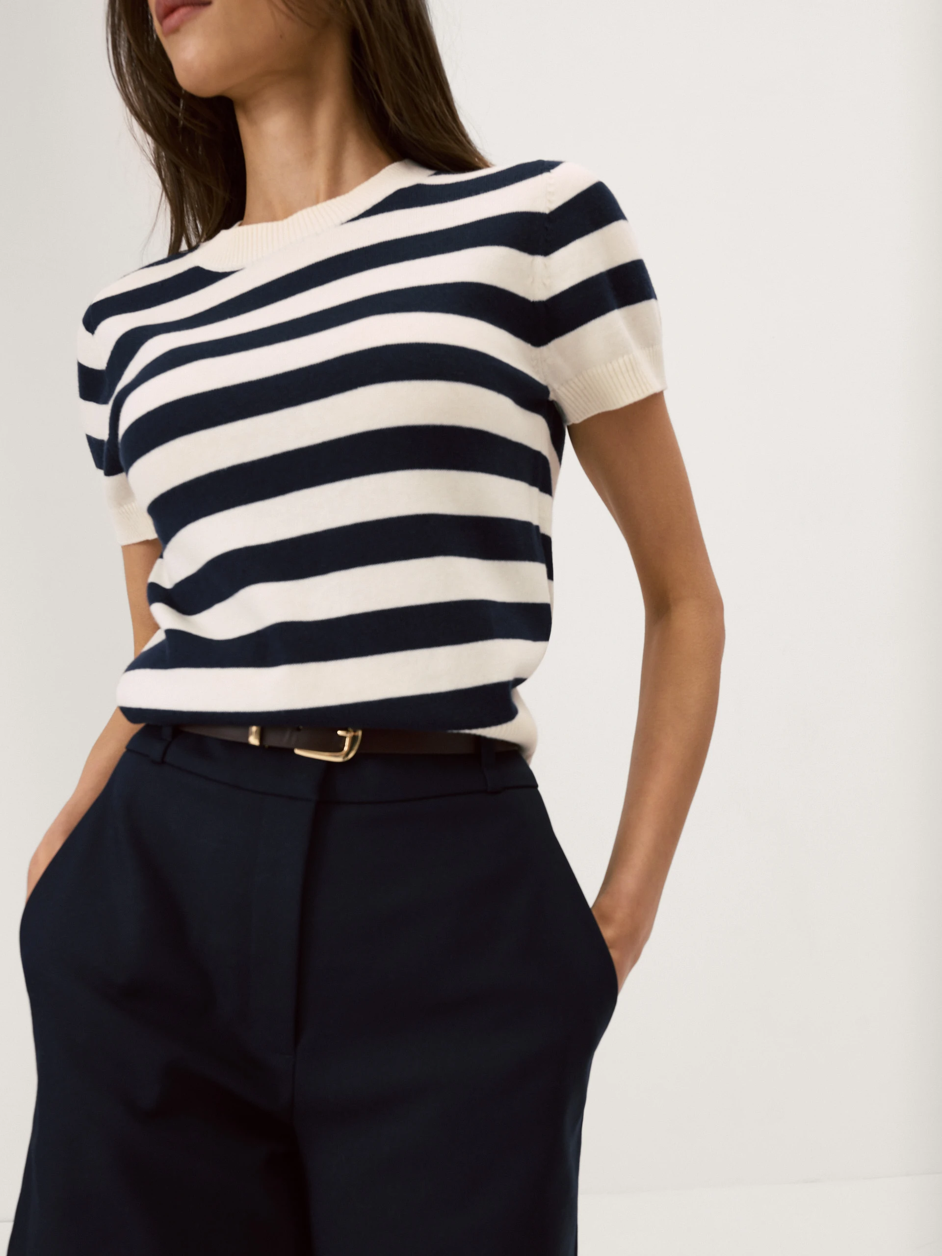 Striped sweater with a linen blend