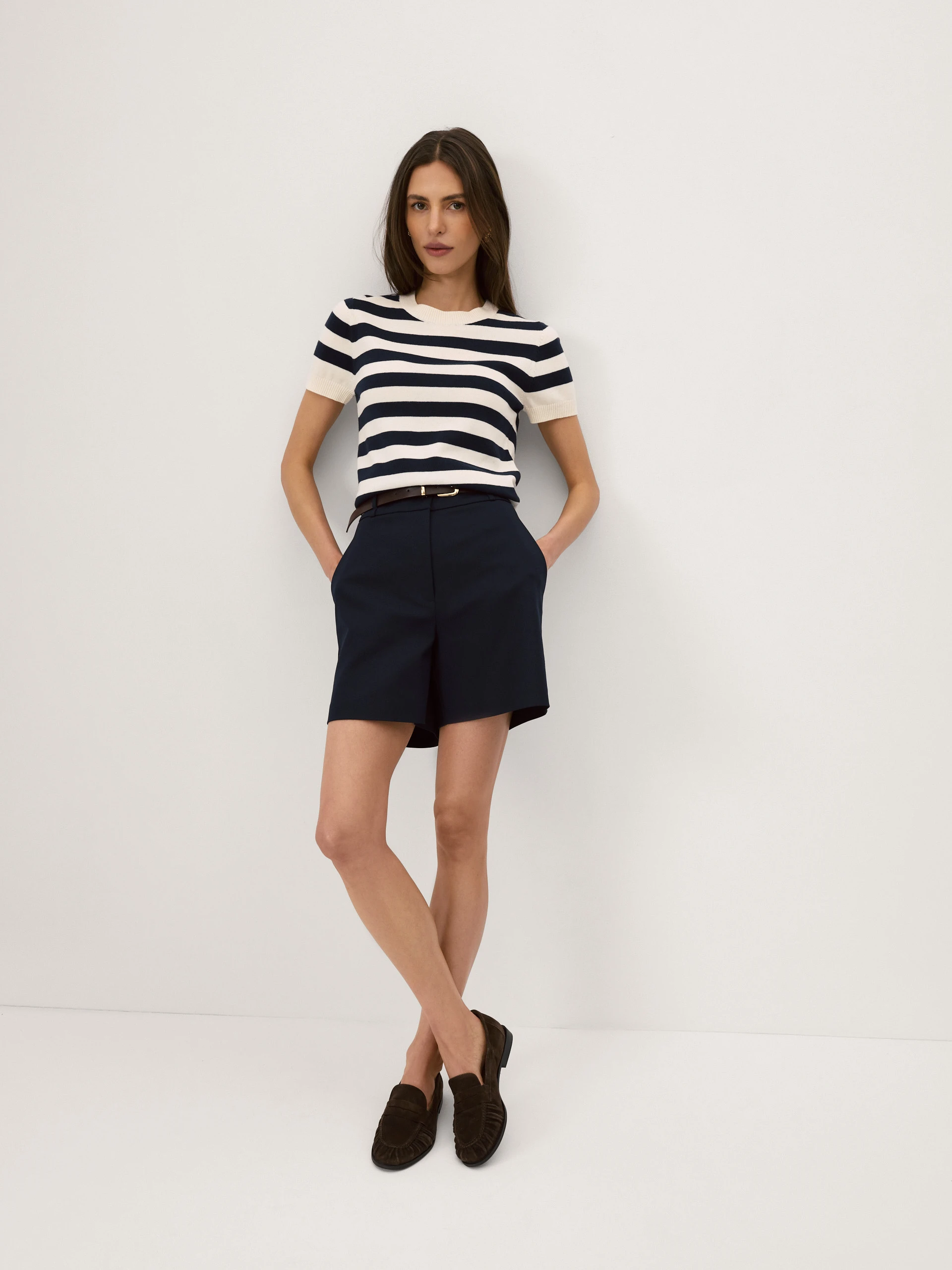 Striped sweater with a linen blend