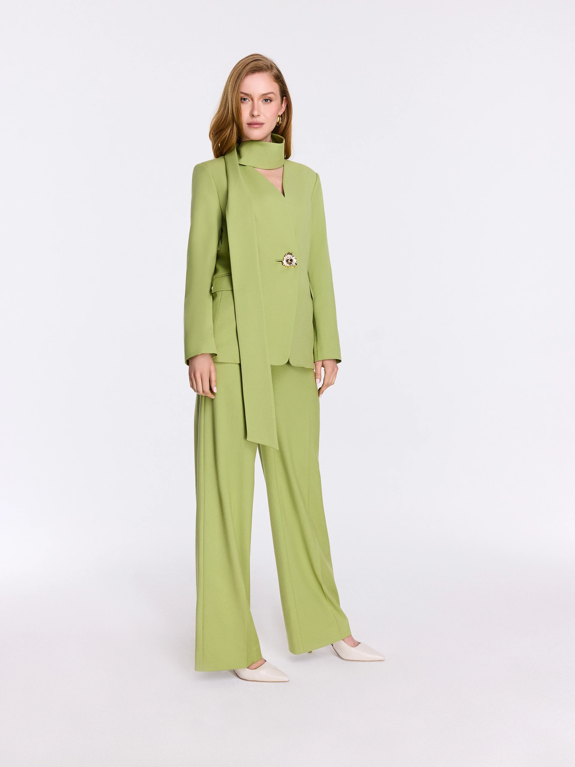 Green wide-leg pants