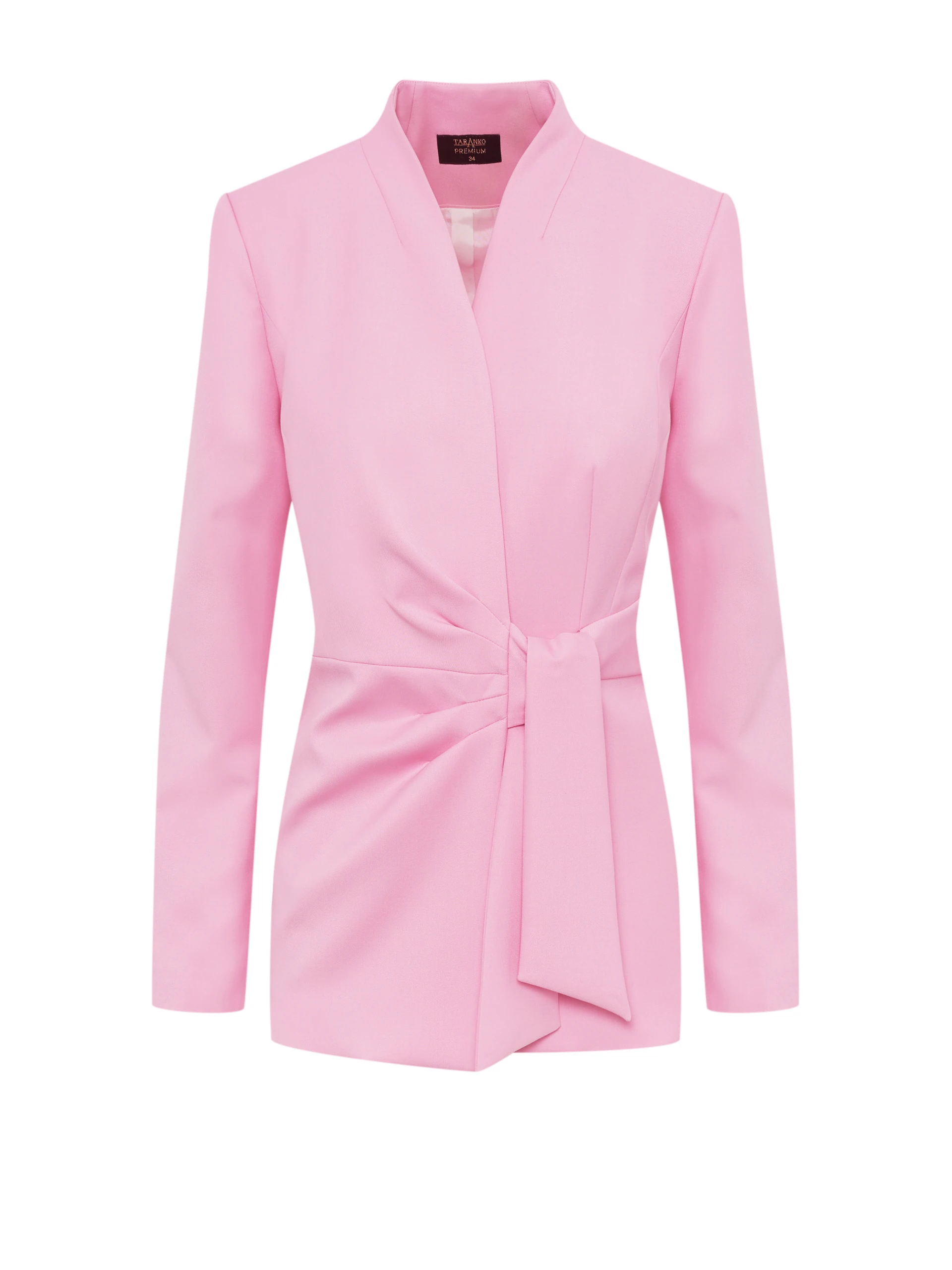 Unique pink jacket with a tie at the waist