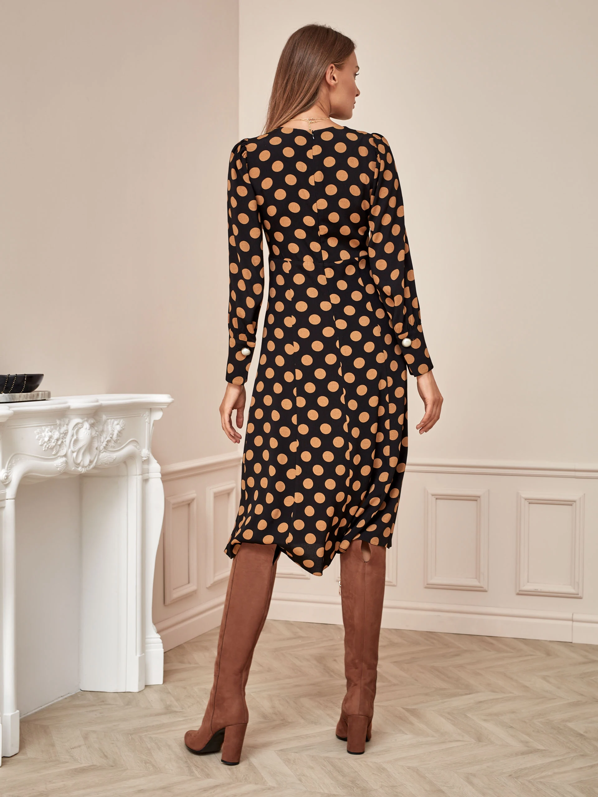 PEA-PRINT MIDI DRESS