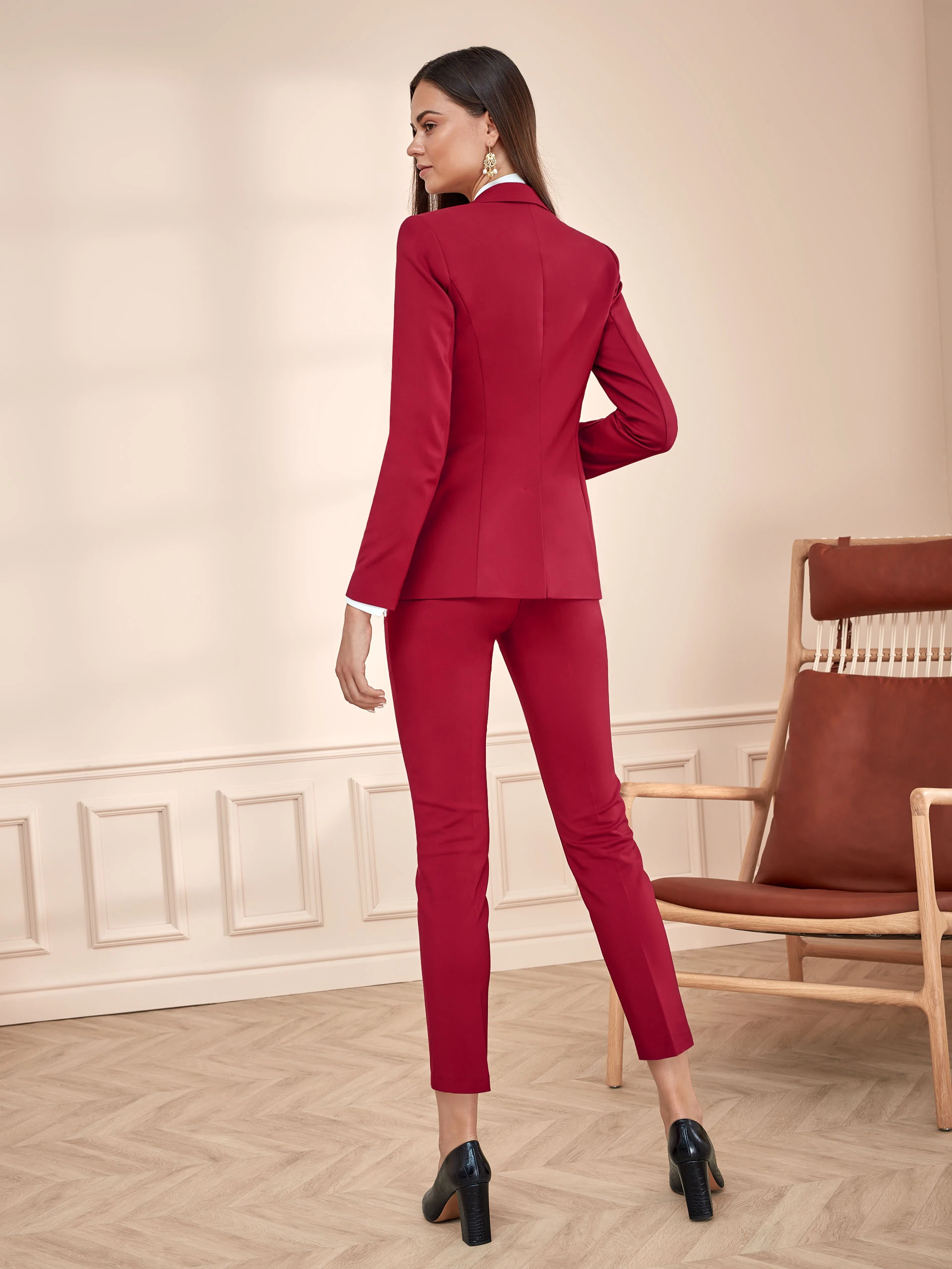 BURGUNDY SUIT PANTS