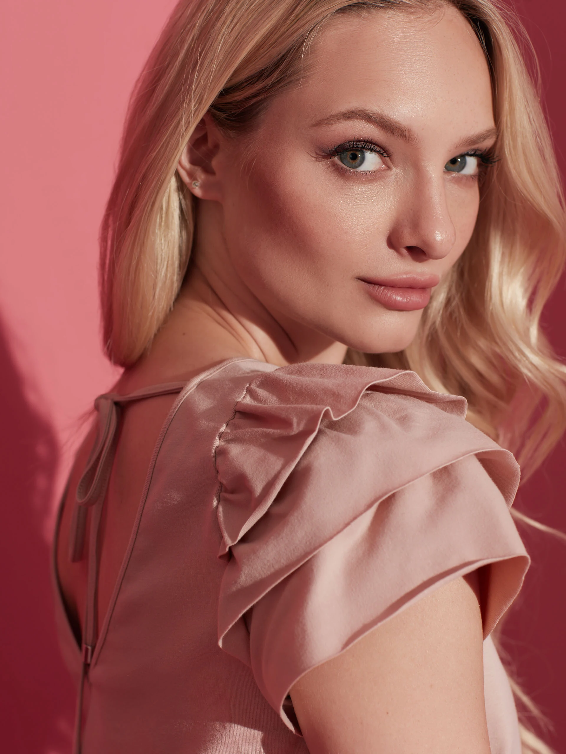 POWDER PINK BLOUSE WITH BROOCH