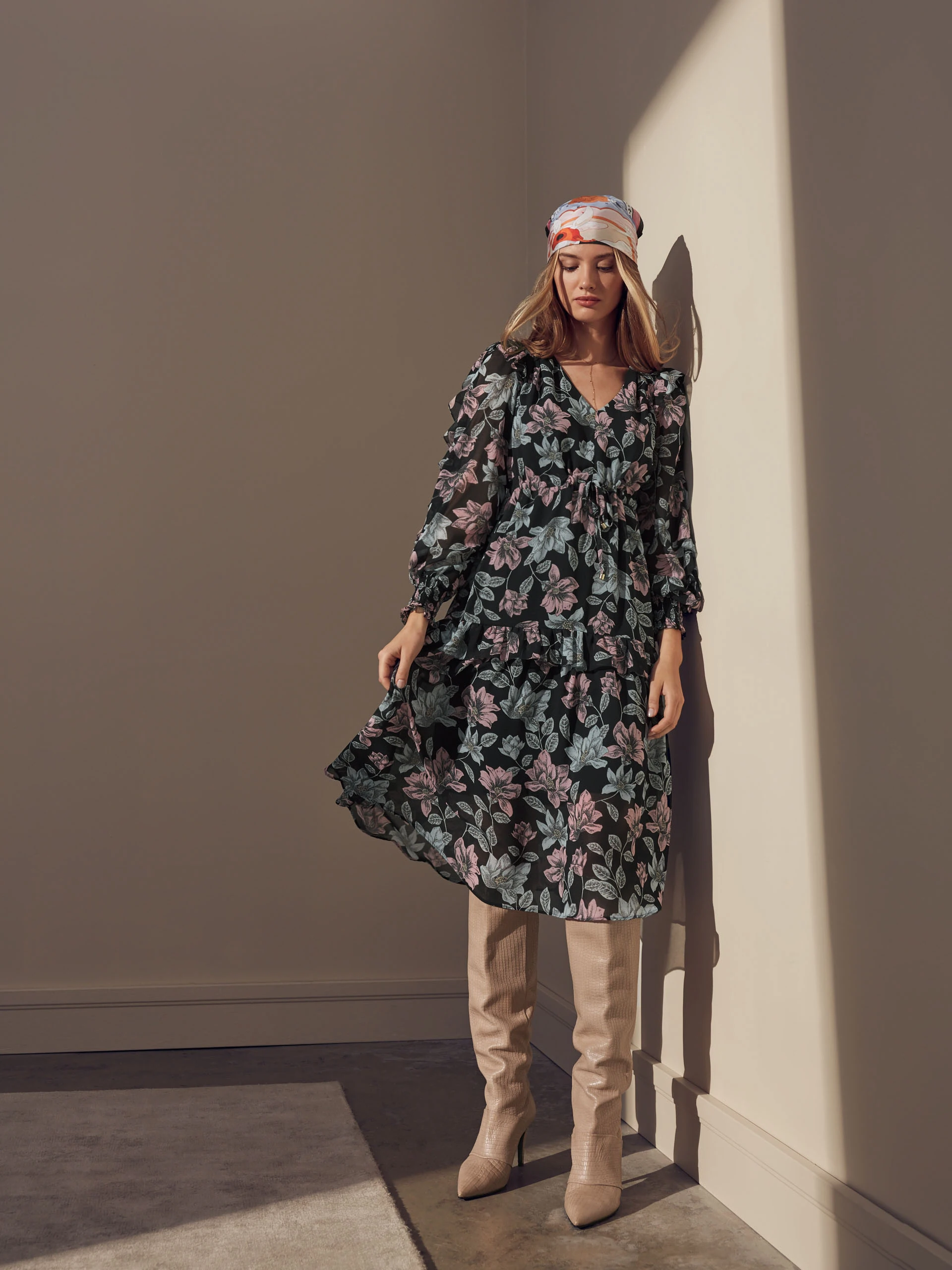 Floral dress in black