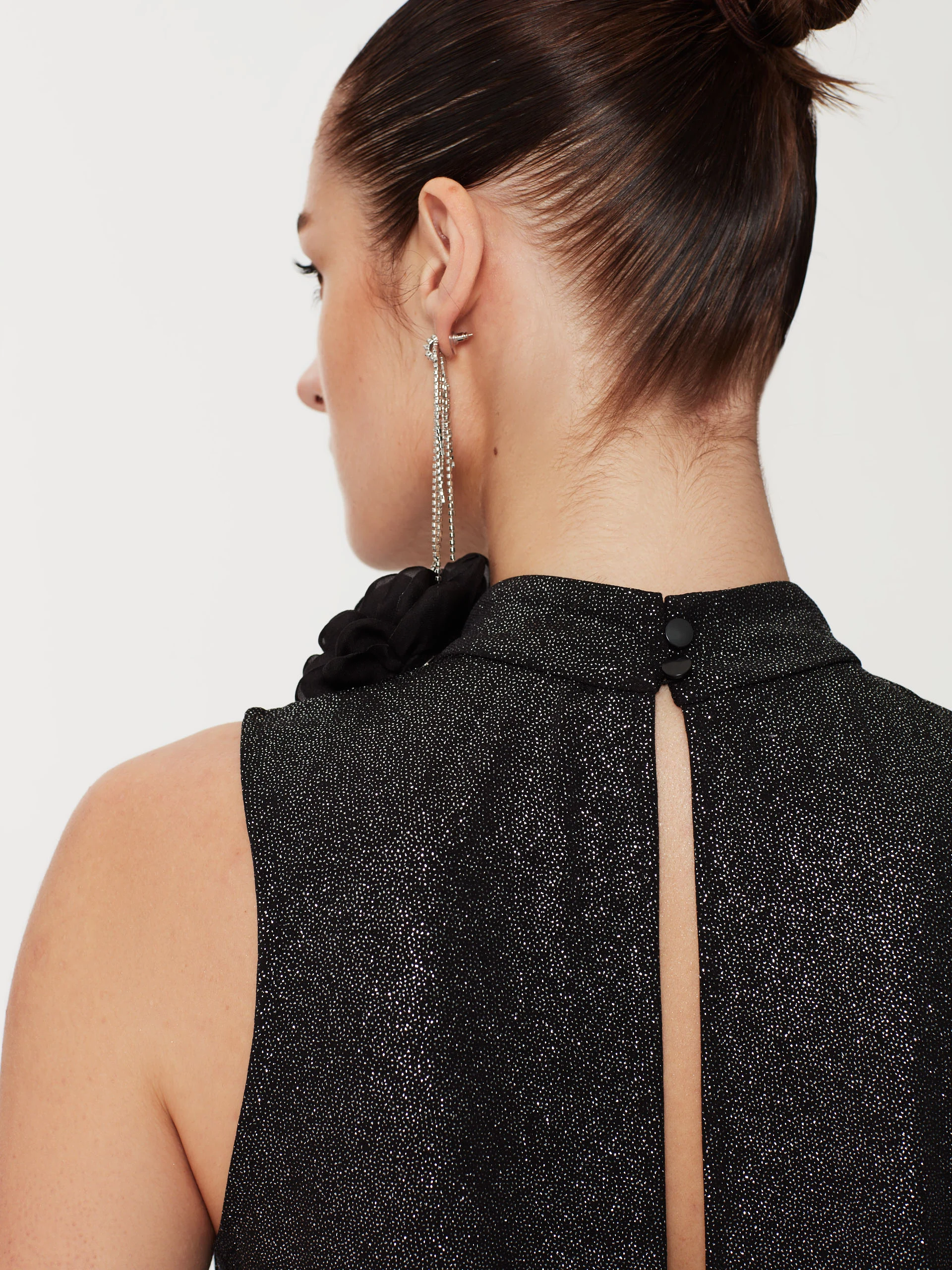 Black blouse in shiny material