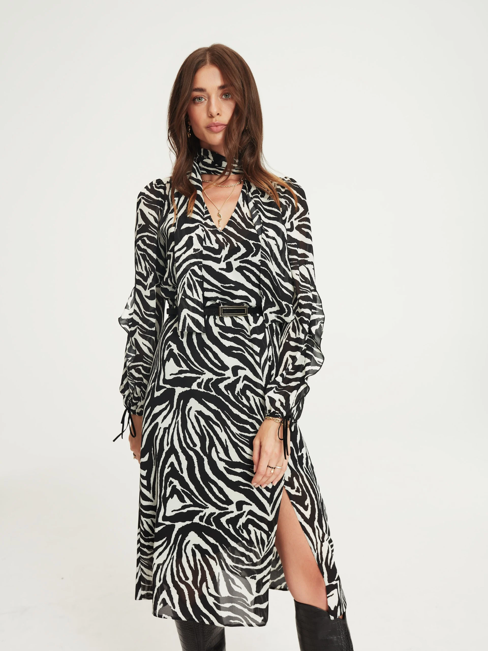 Animal print midi dress