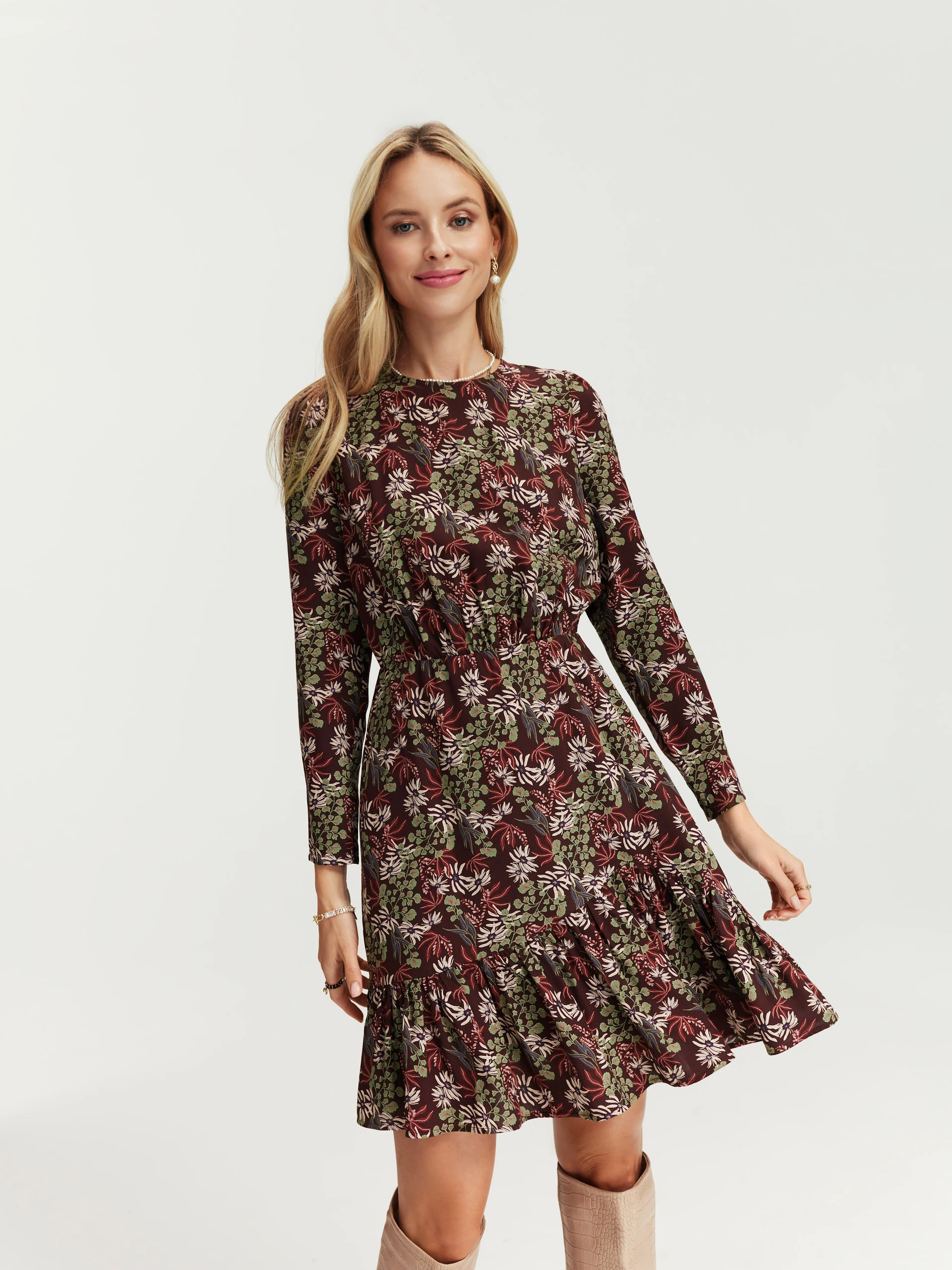 Maroon floral dress