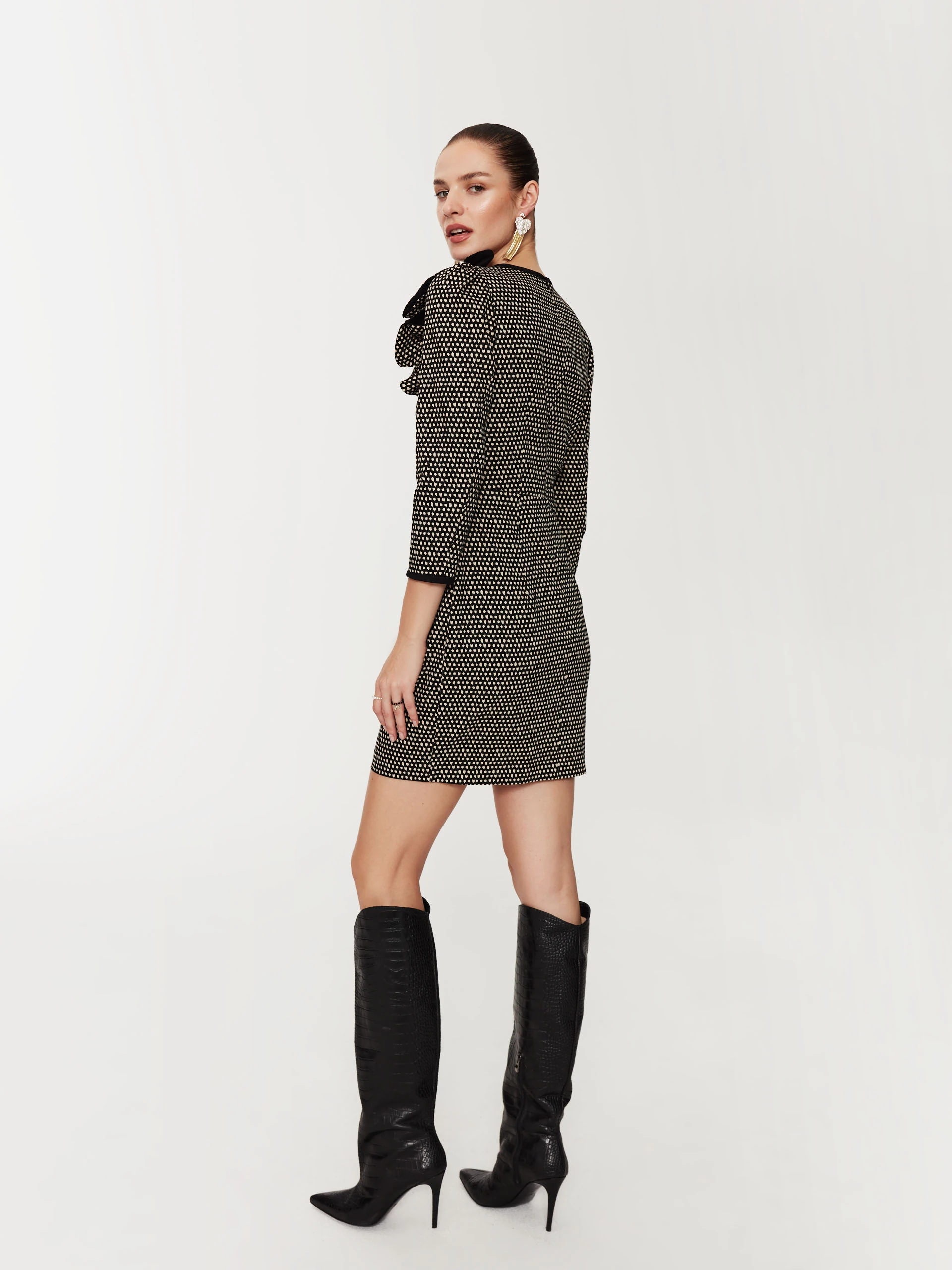 Black dress with white pattern