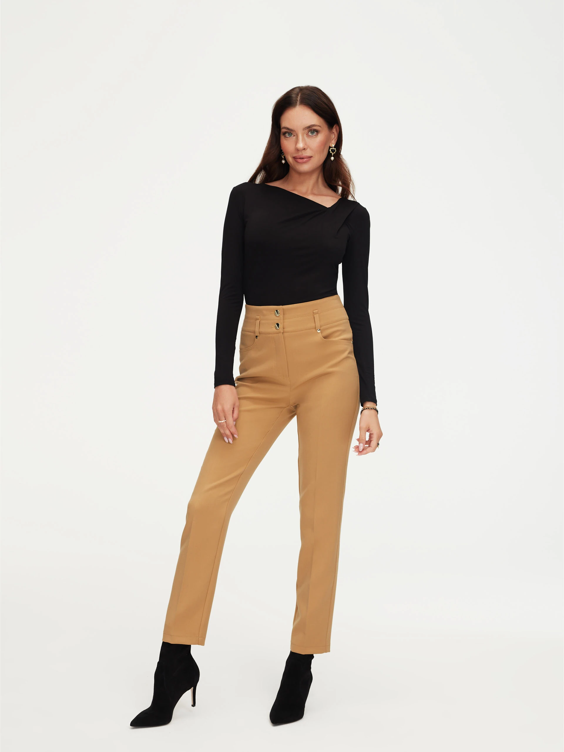 Beige high-waist pants
