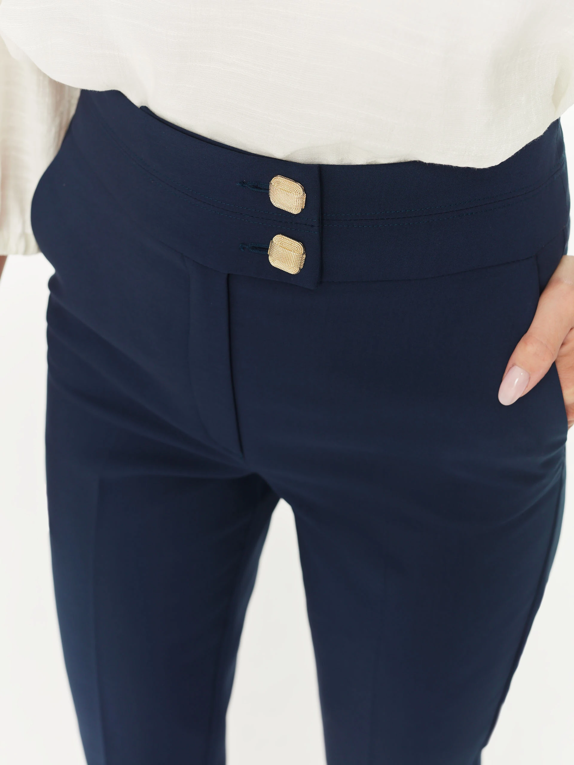 Navy high-waist pants