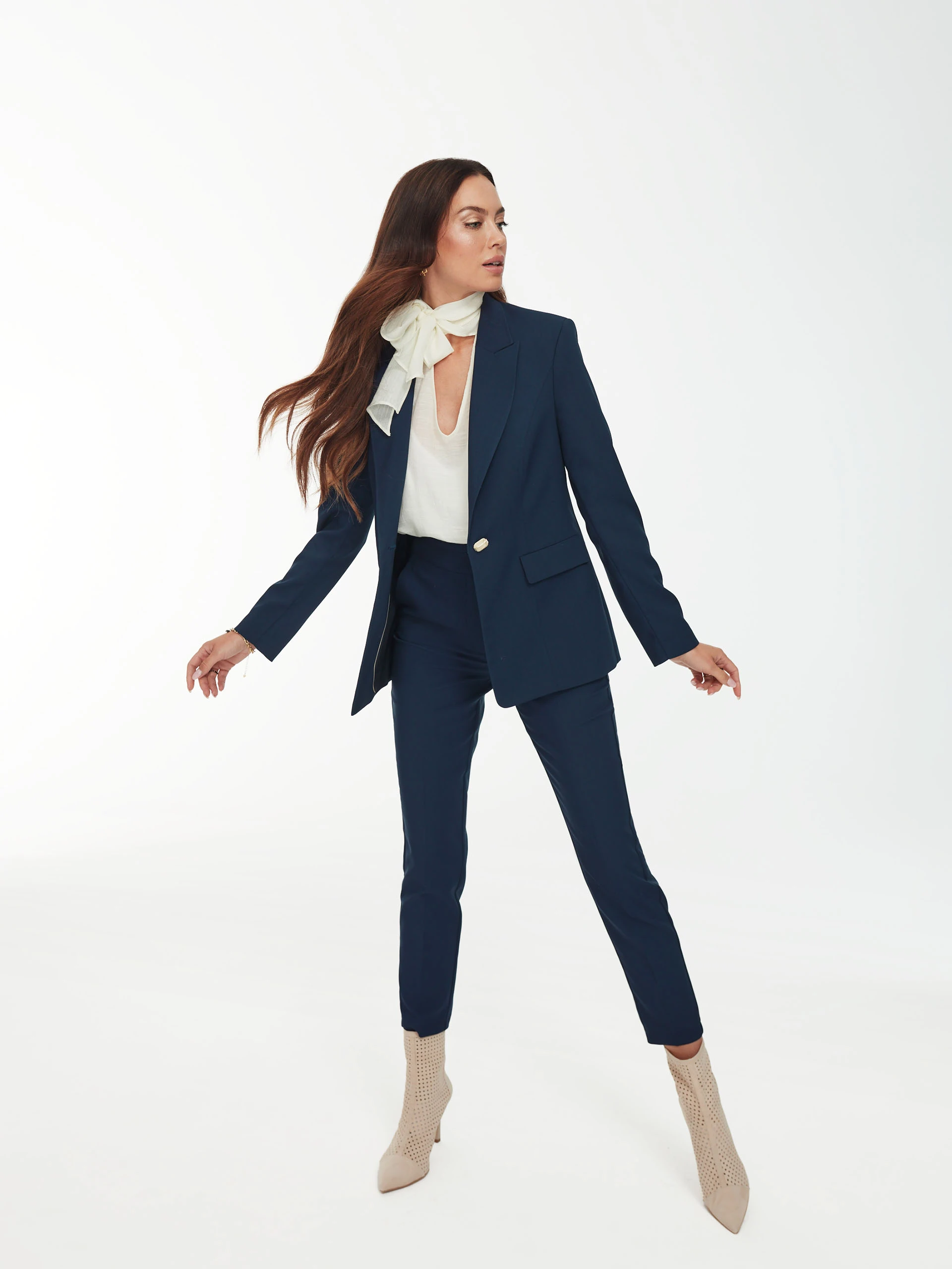 Navy high-waist pants