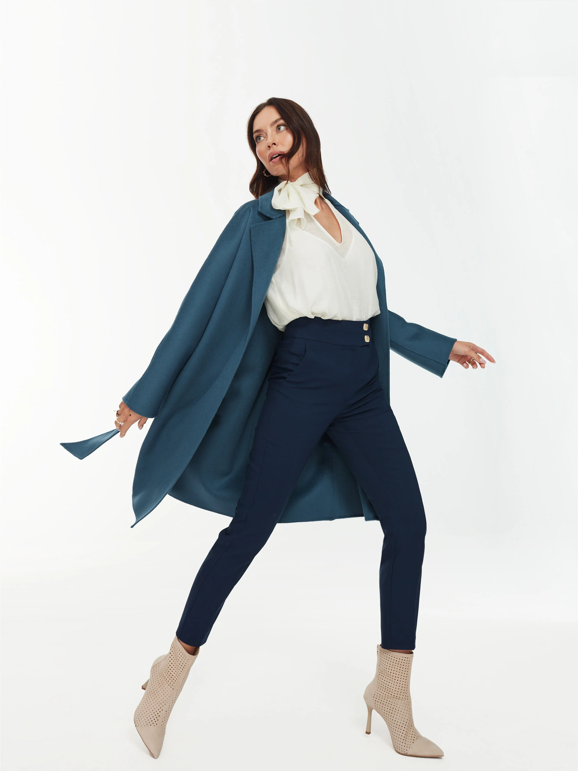 Navy high-waist pants