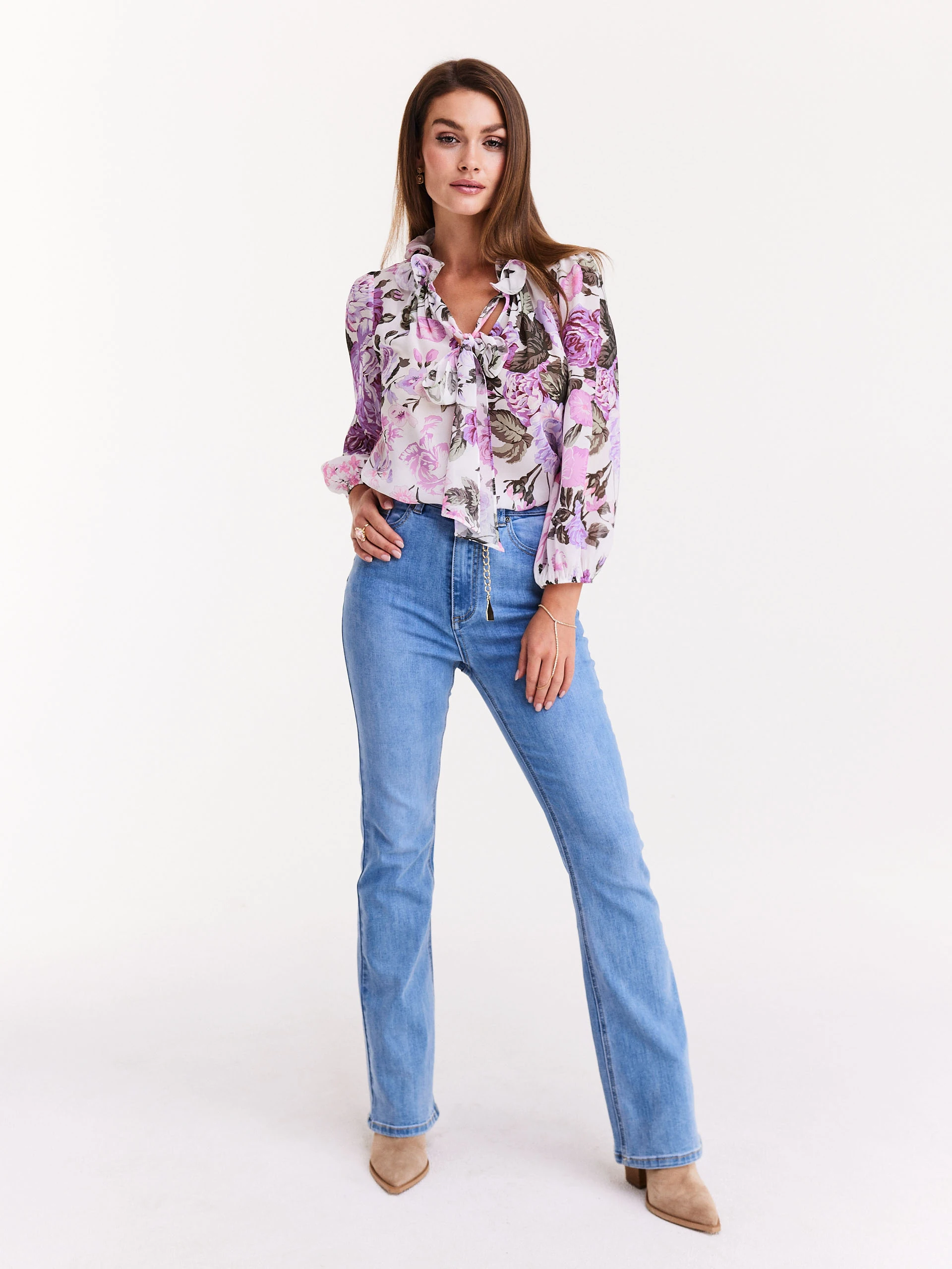 Romantic viscose floral shirt
