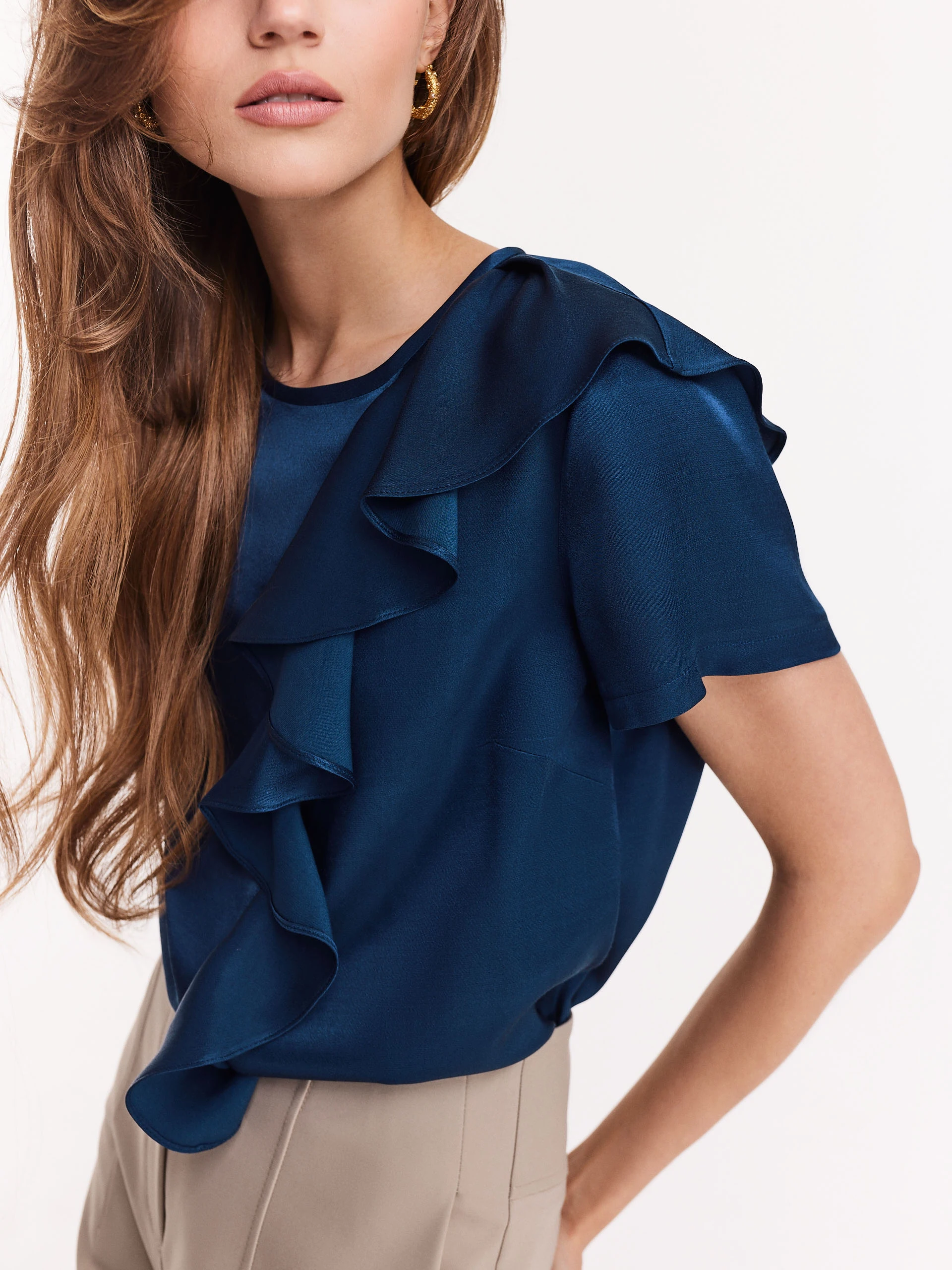 Navy blue viscose blouse