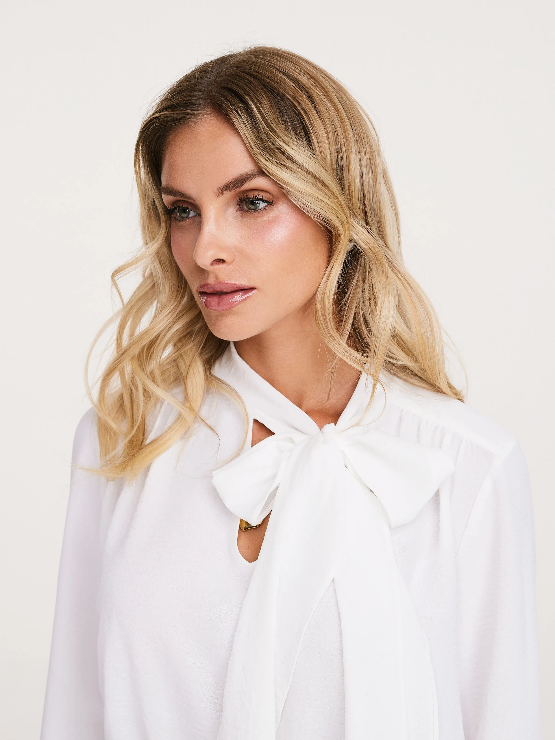 White blouse with ties