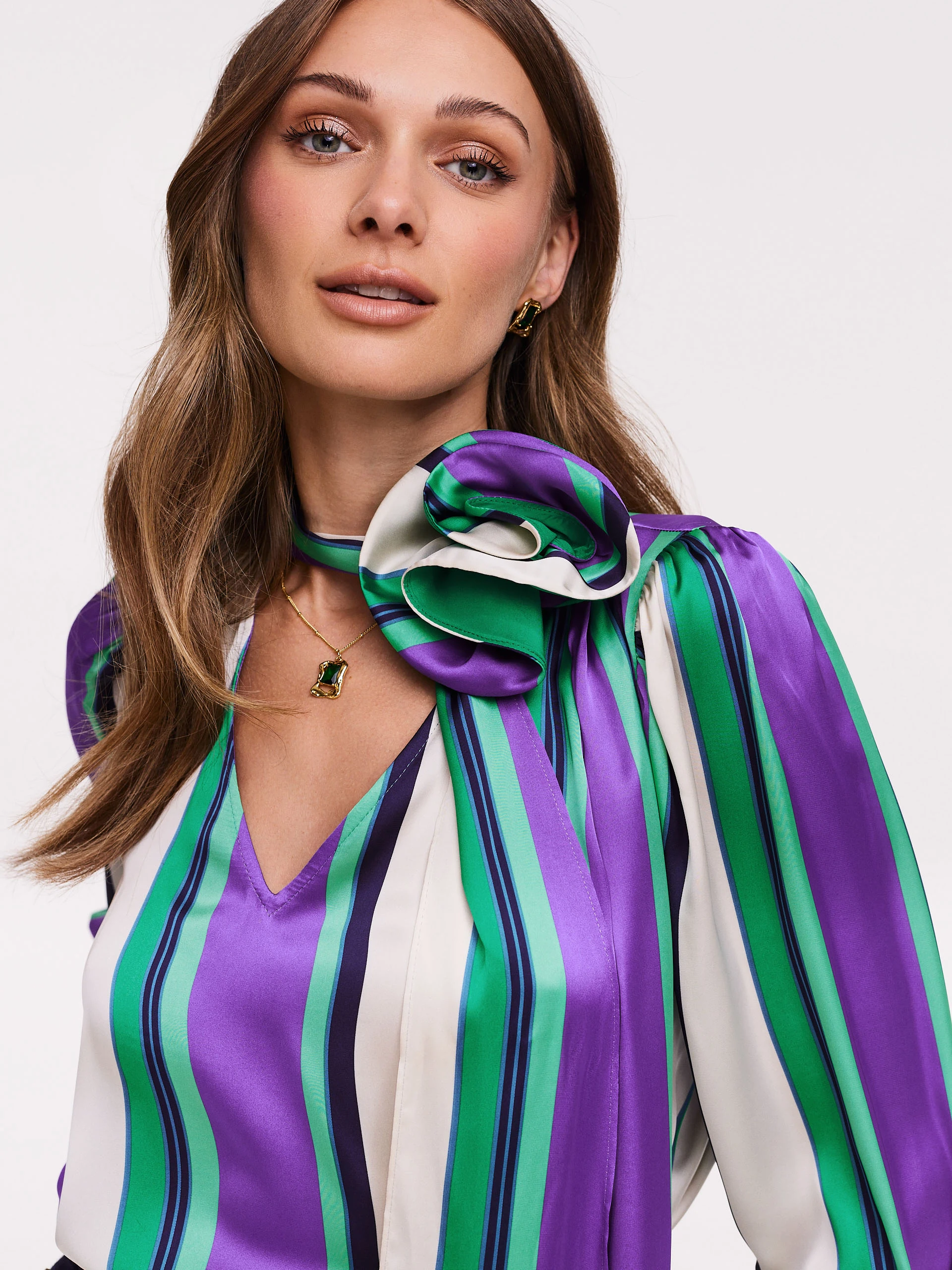 Striped blouse with rose