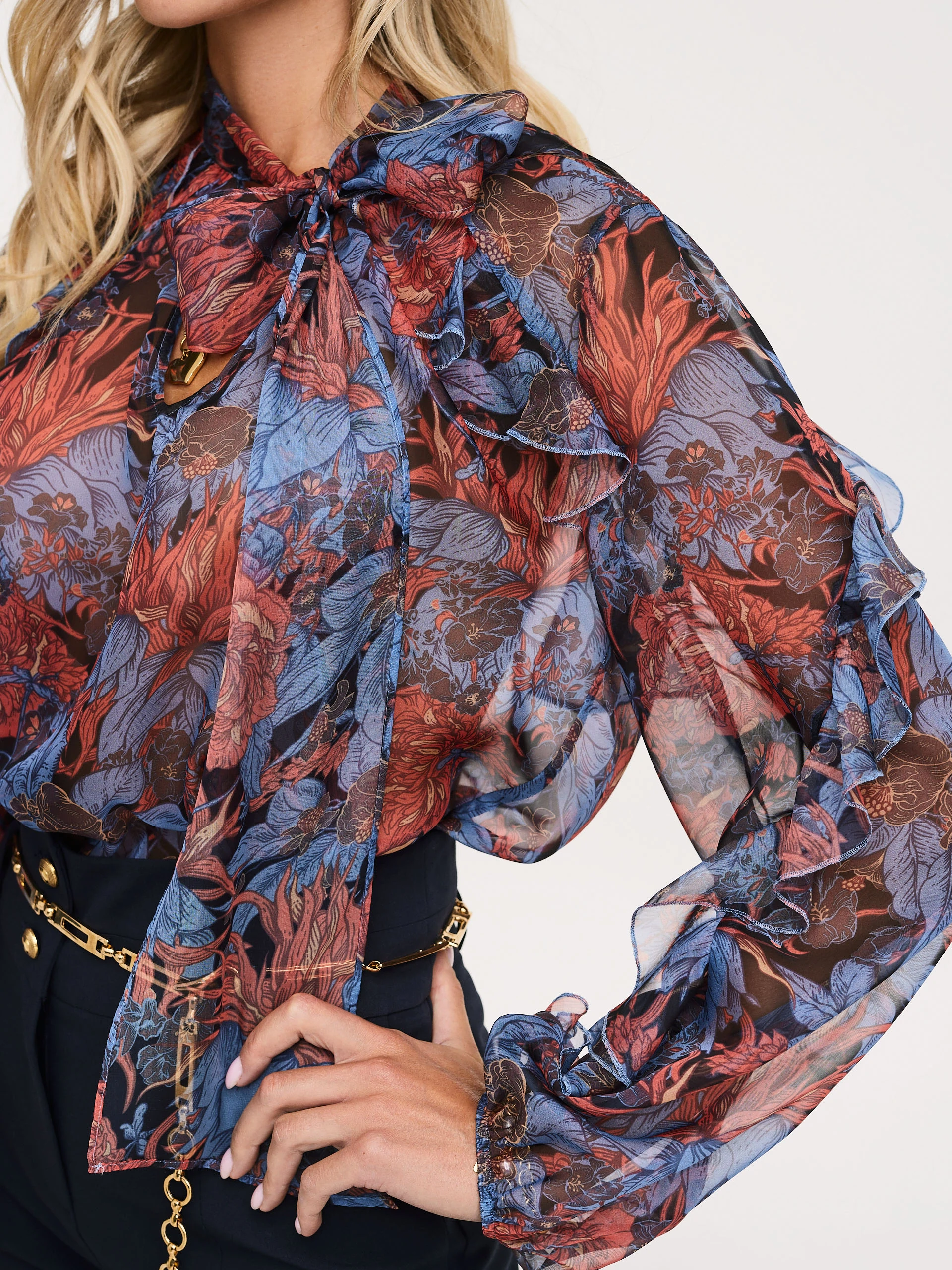 Airy blouse with floral pattern