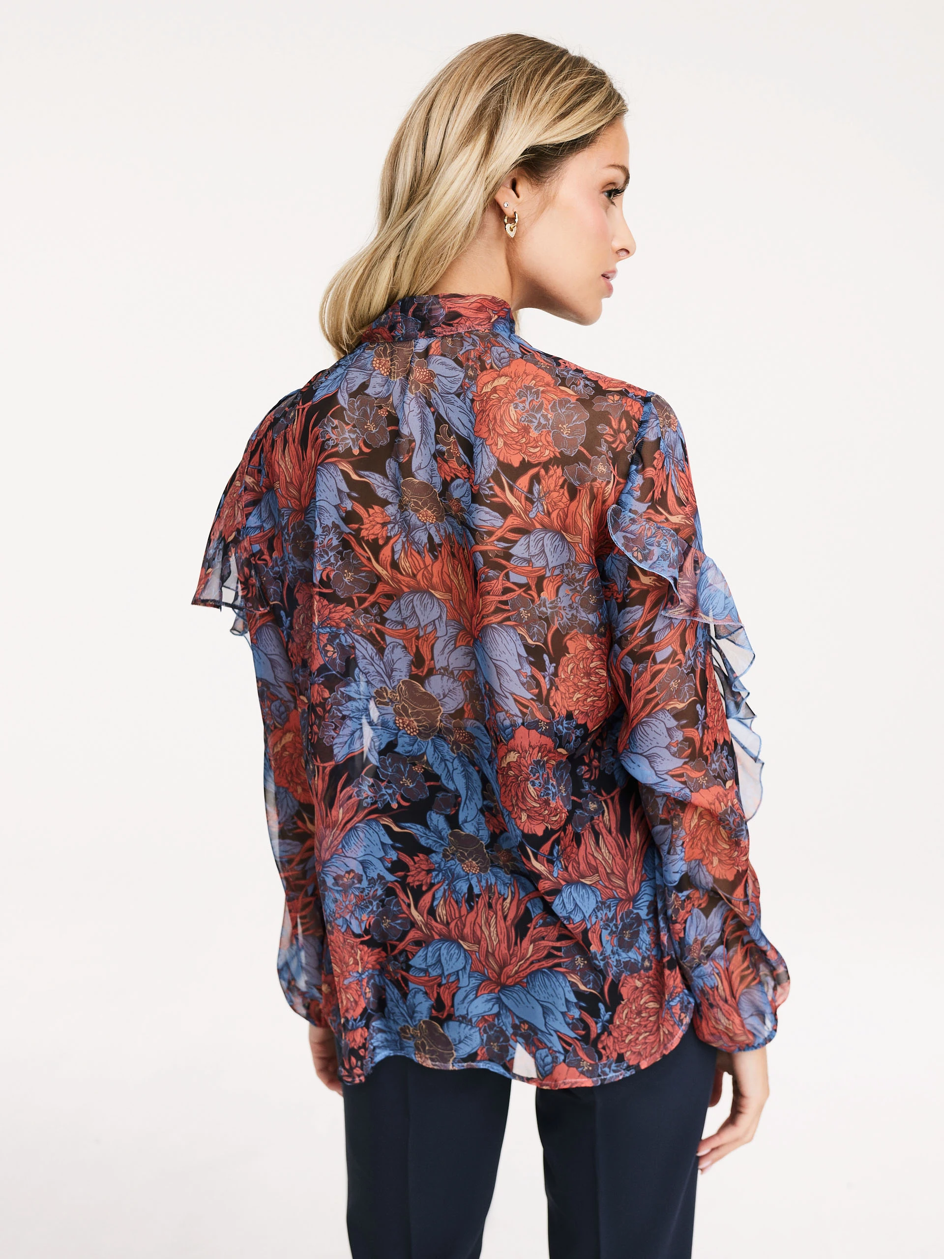 Airy blouse with floral pattern