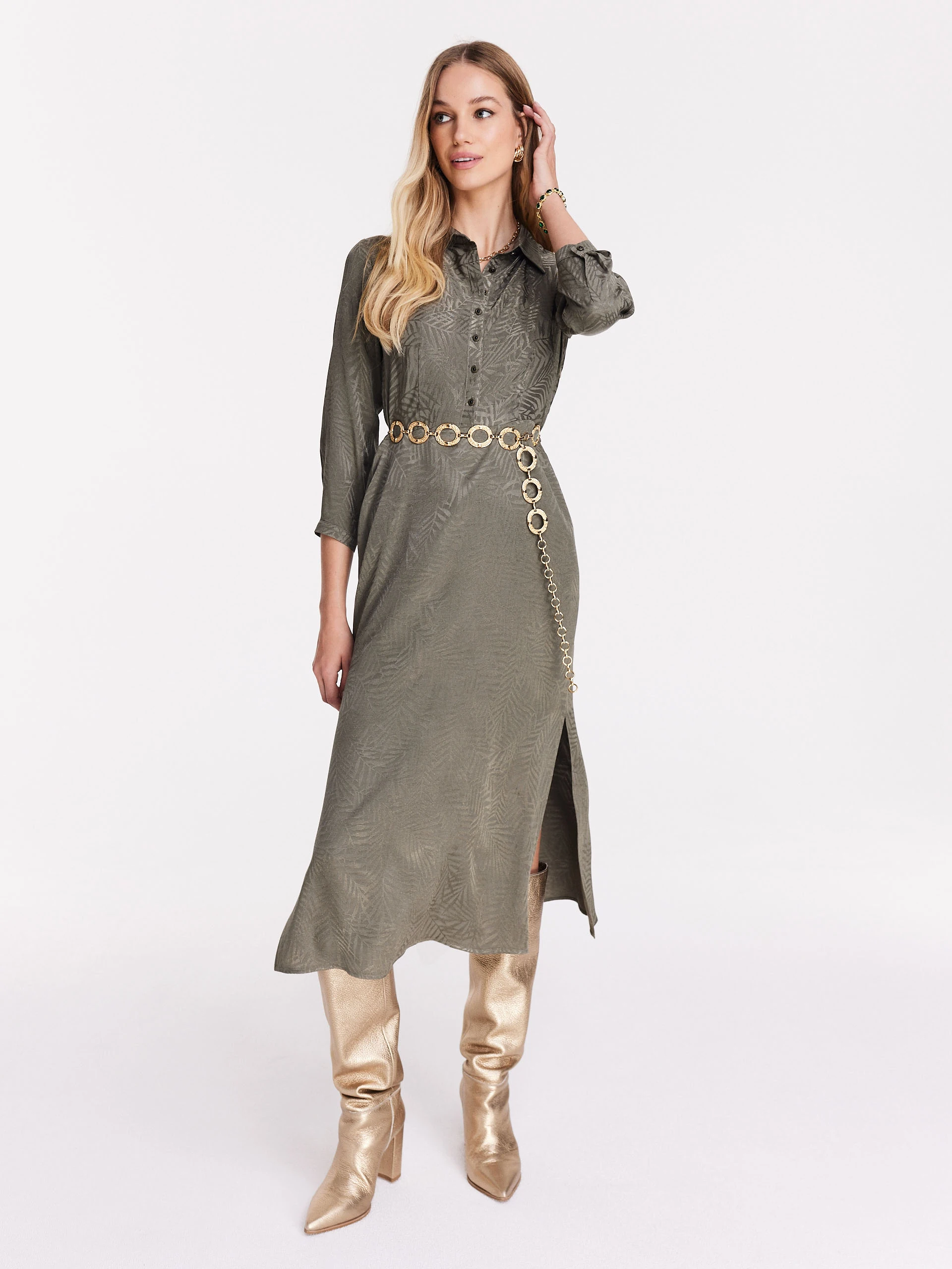 Olive midi length emery dress