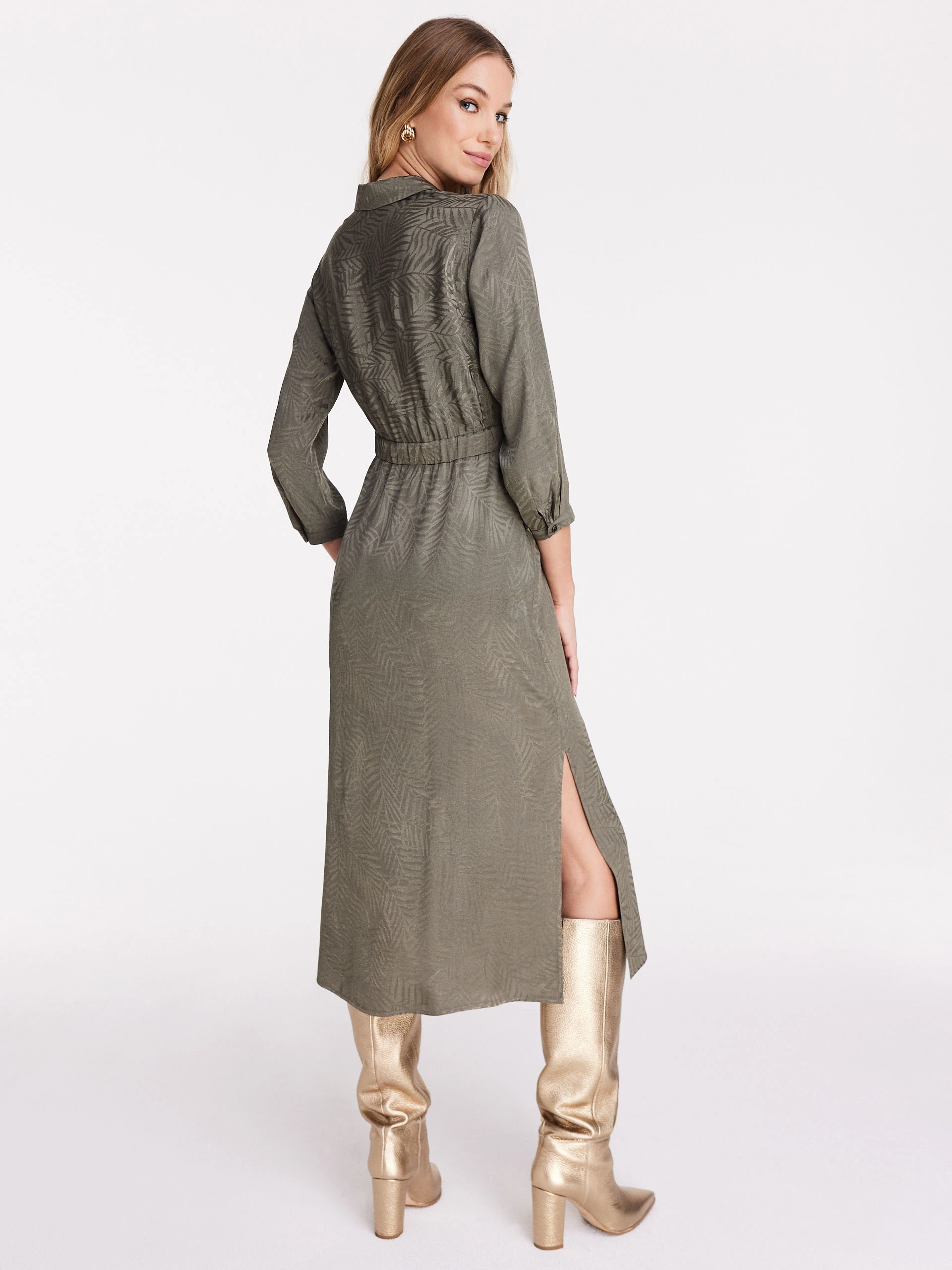 Olive midi length emery dress