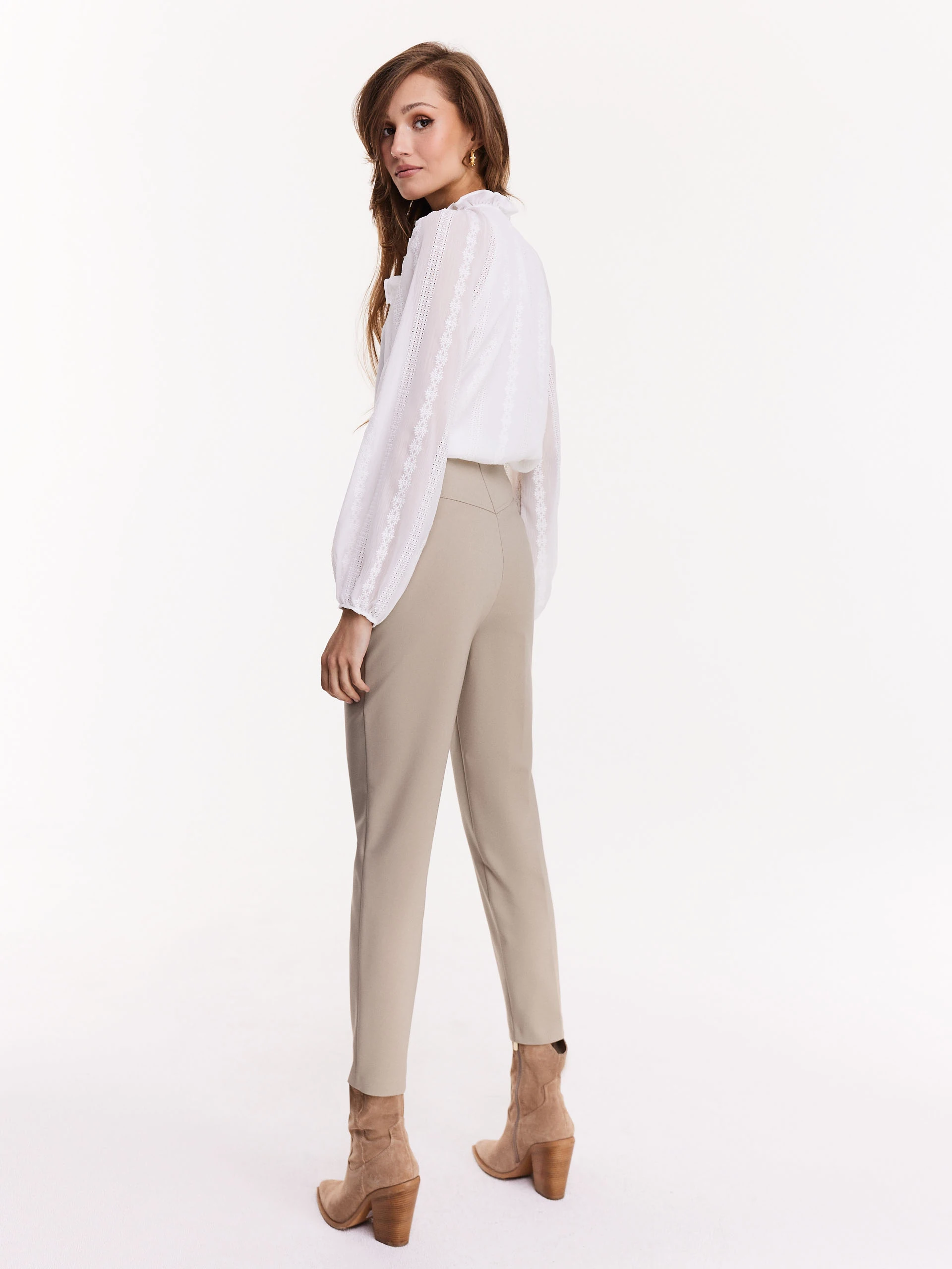 Beige high-waisted pants