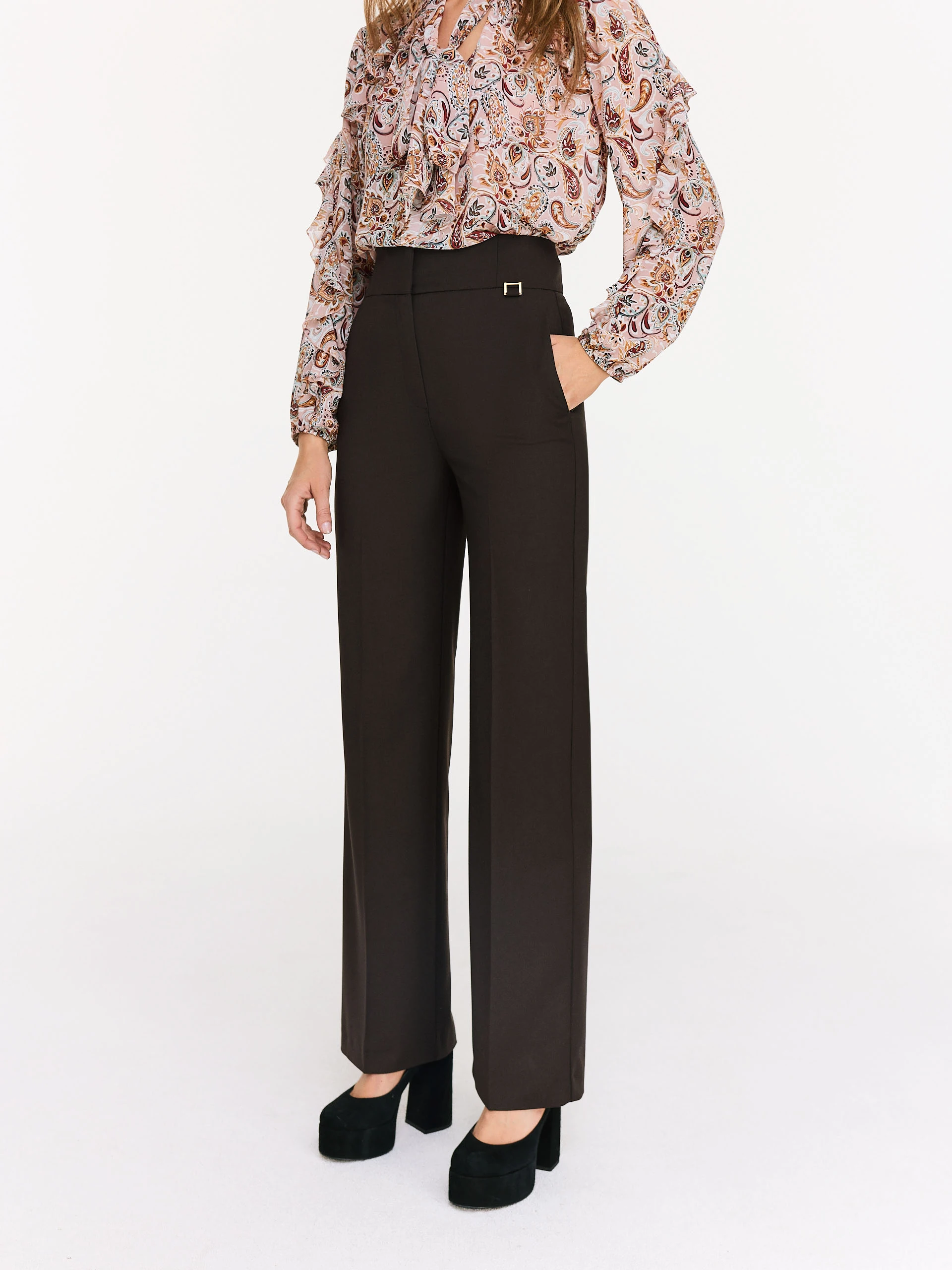 Brown straight leg pants