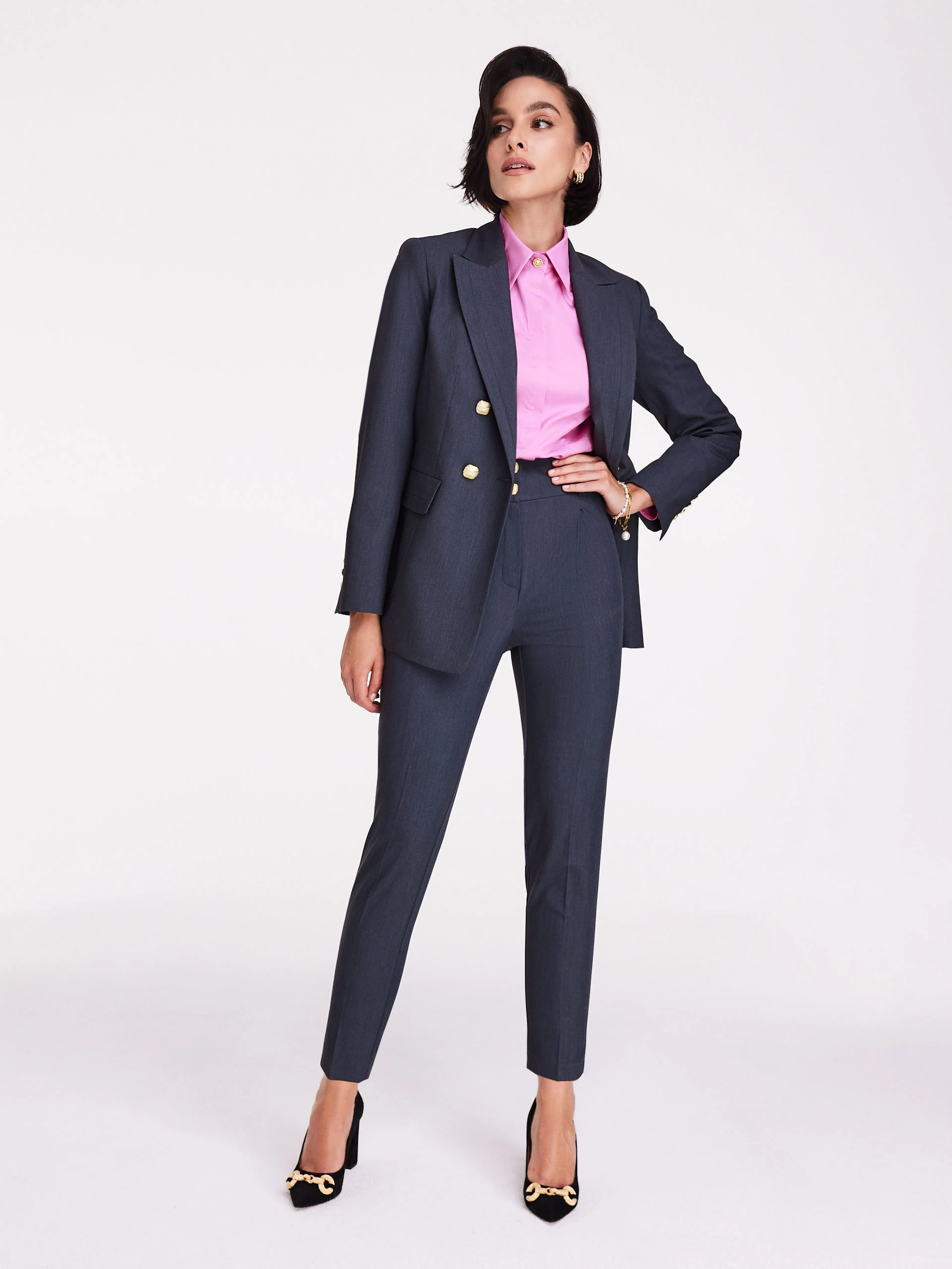 High-waisted suit pants
