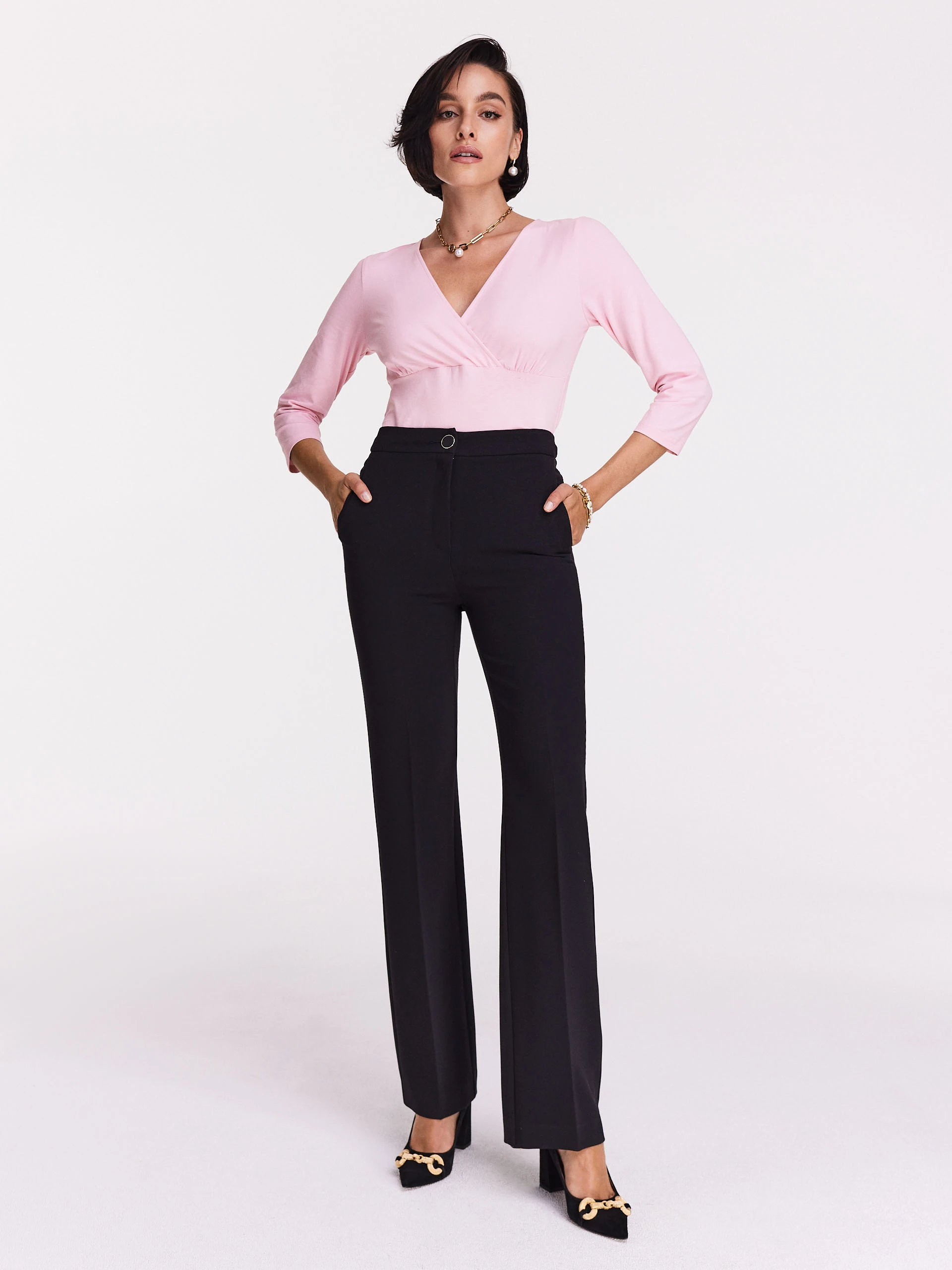 Black high-waisted suit pants