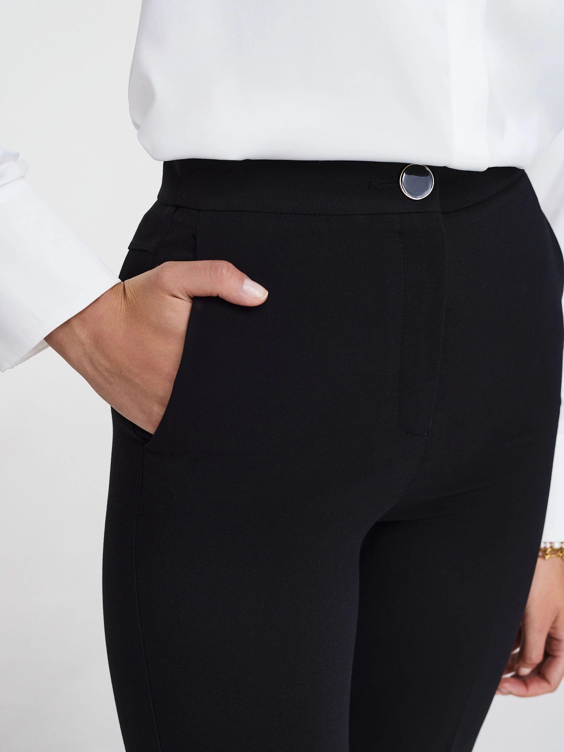 Black high-waisted suit pants