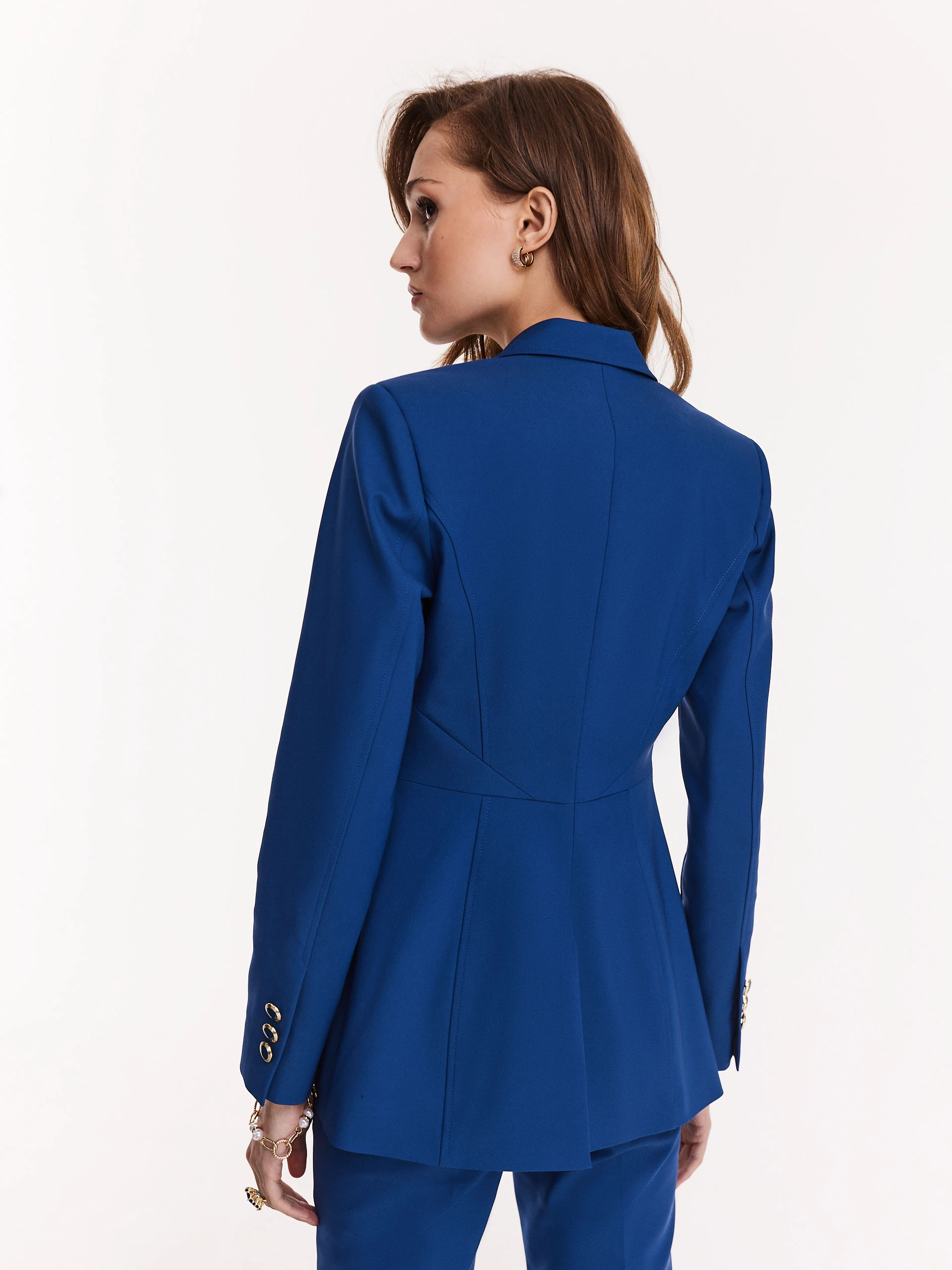 Cobalt one-button jacket