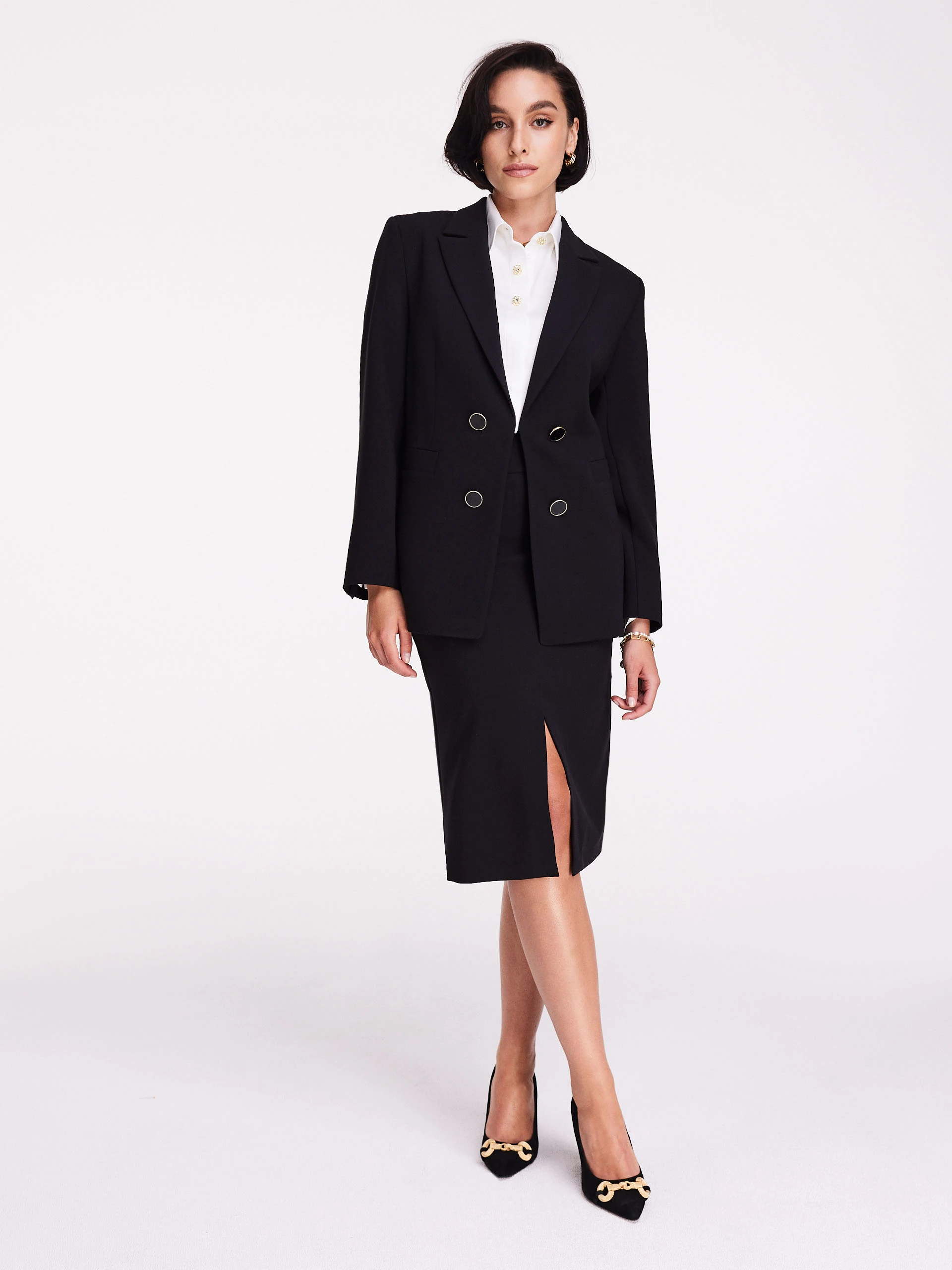 Black double-breasted jacket