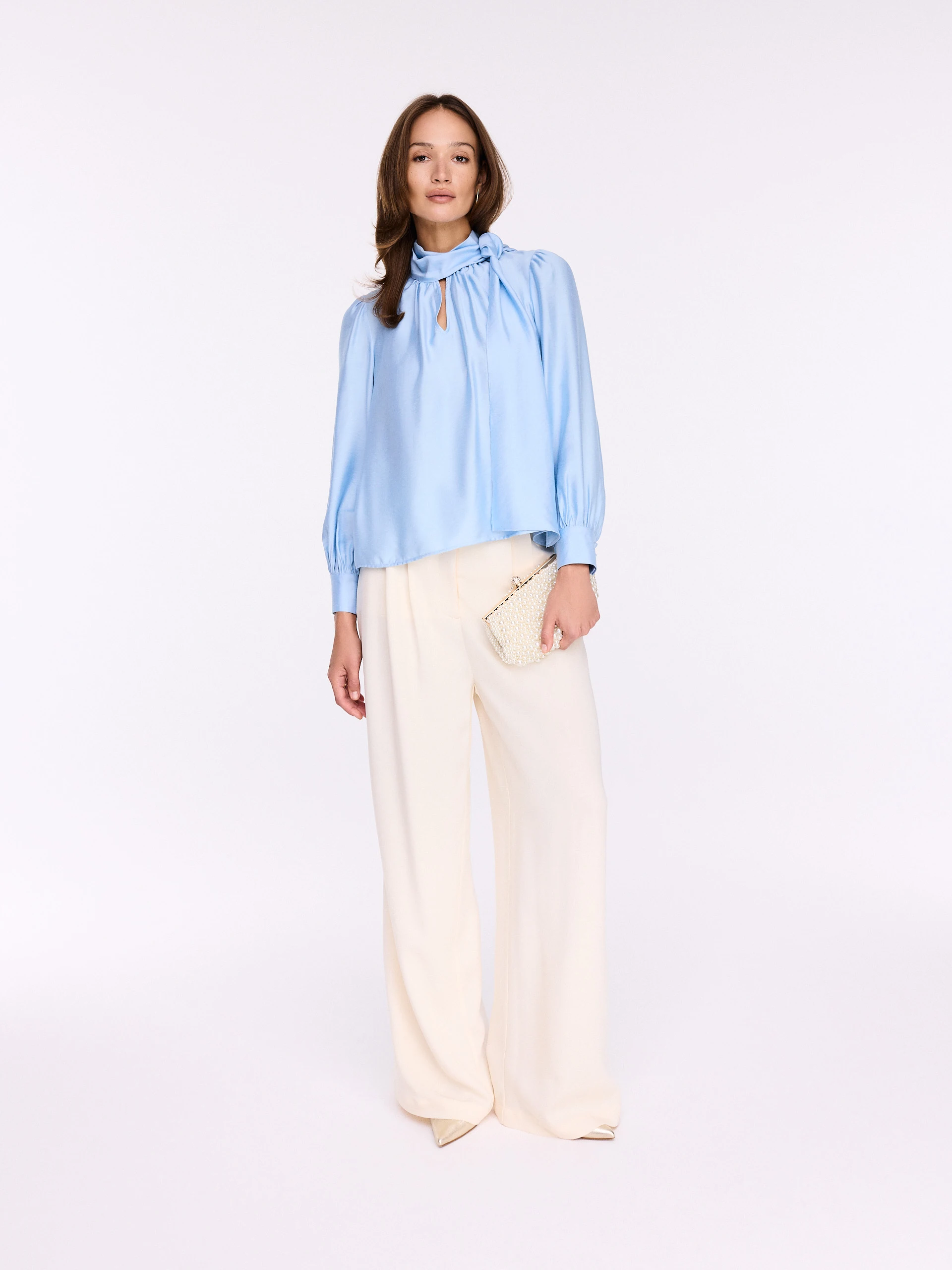 Elegant blue shirt with ties