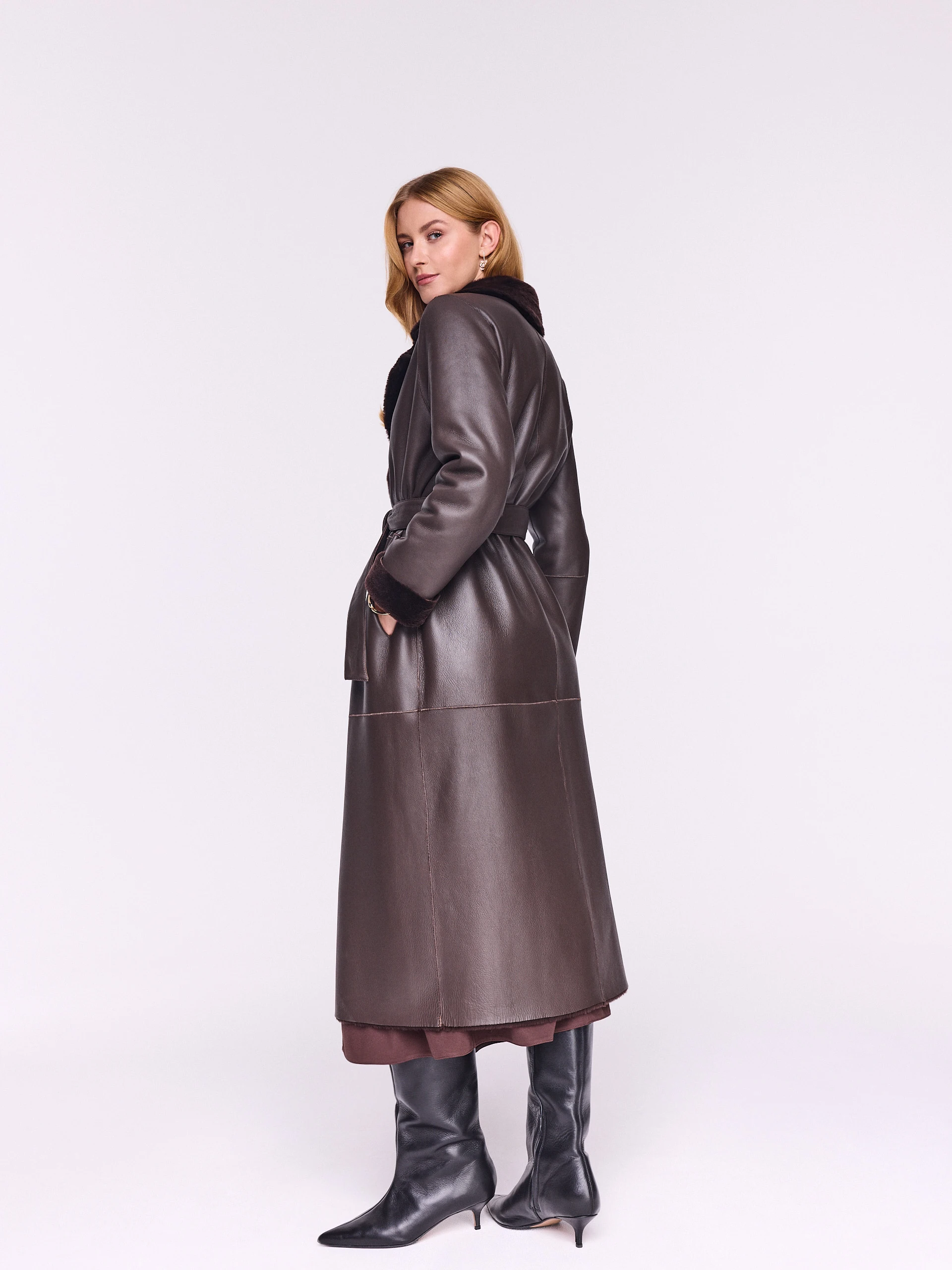 Chocolate merino leather coat