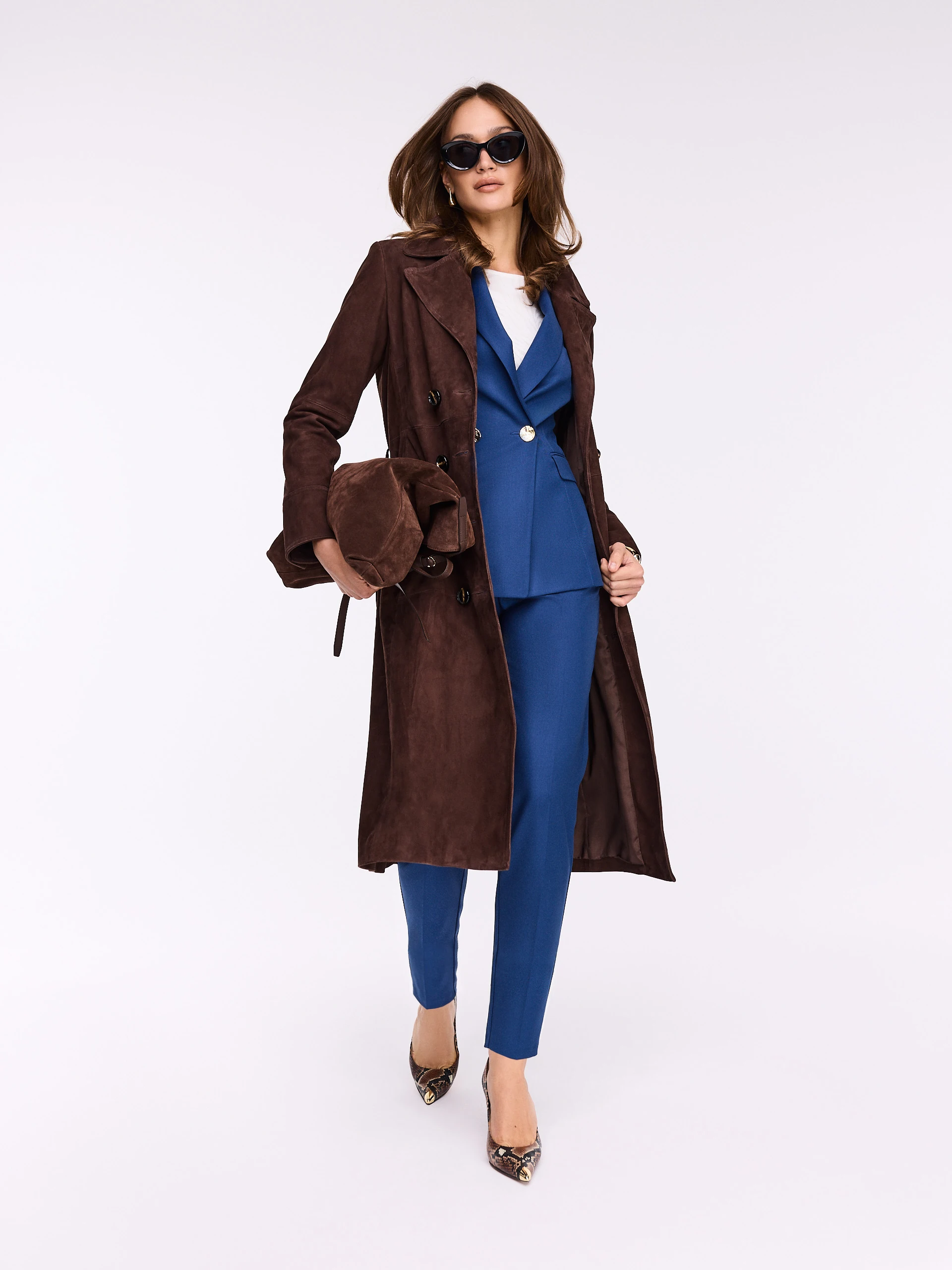 Chocolate suede coat