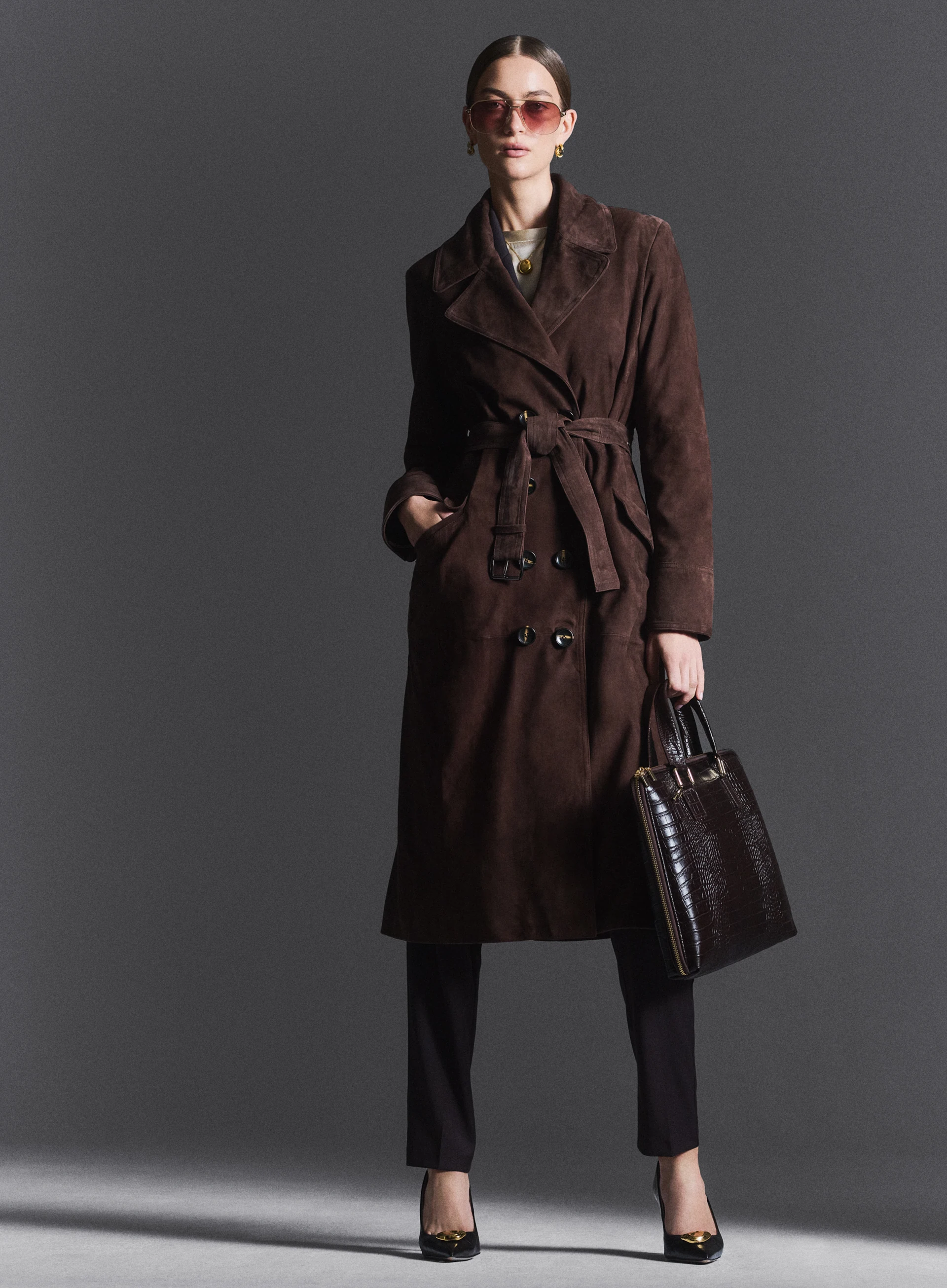 Chocolate suede coat