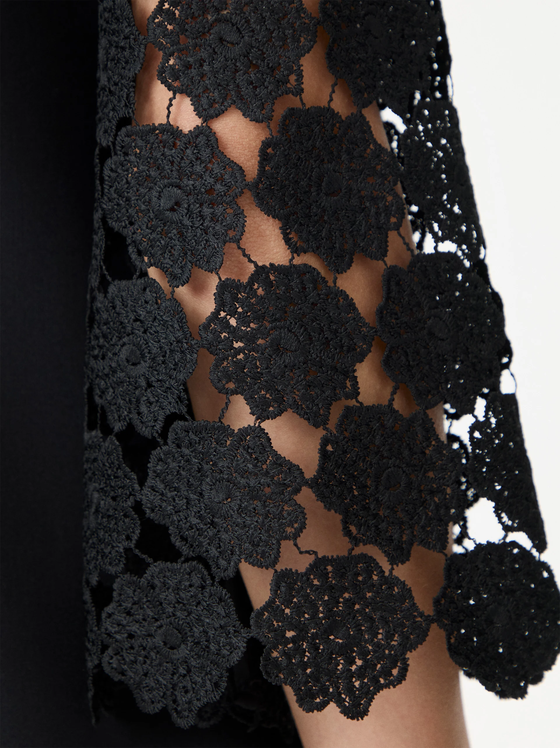 Black short dress with lace sleeves