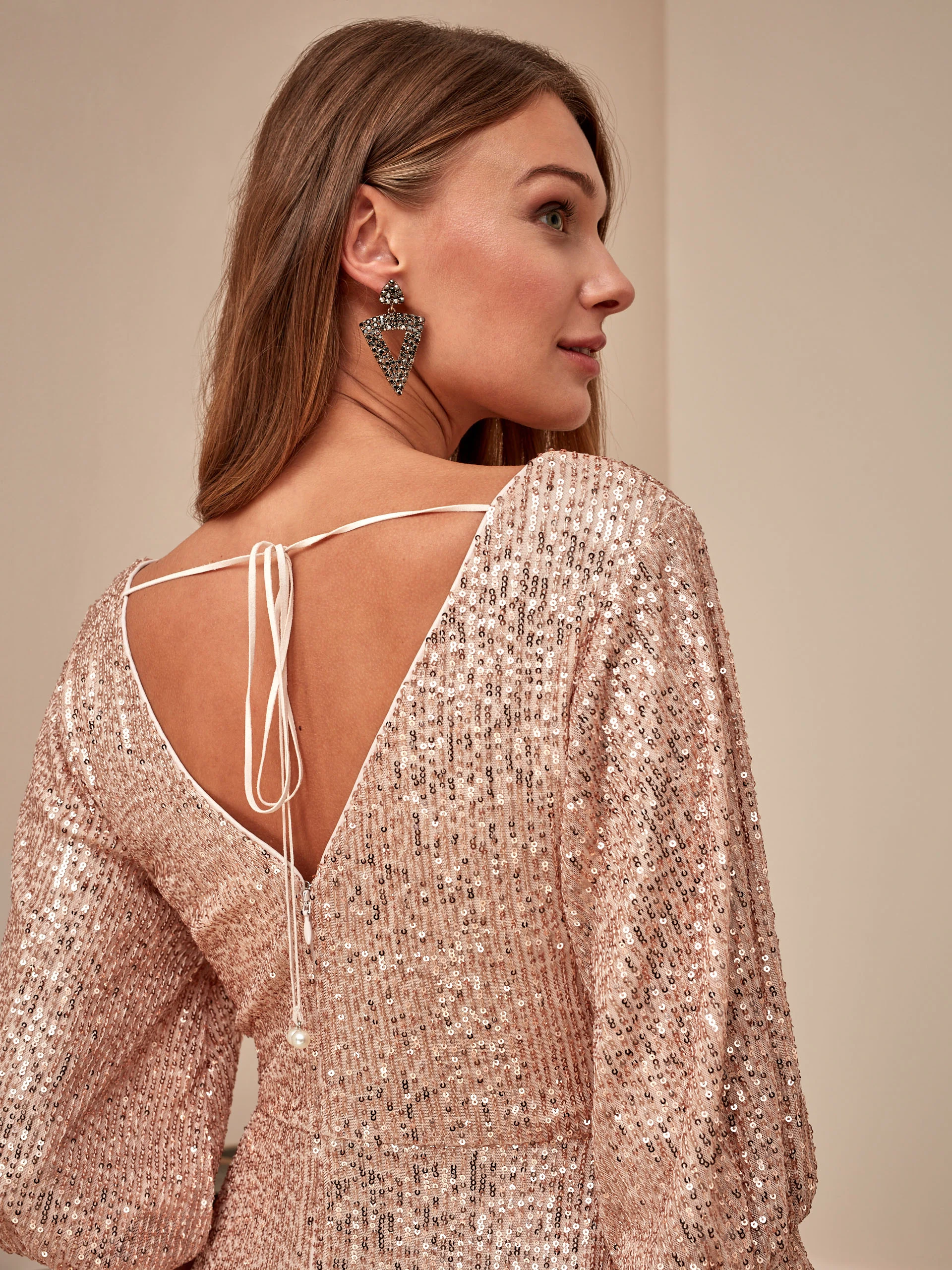 SEQUIN DRESS WITH BACK NECKLINE