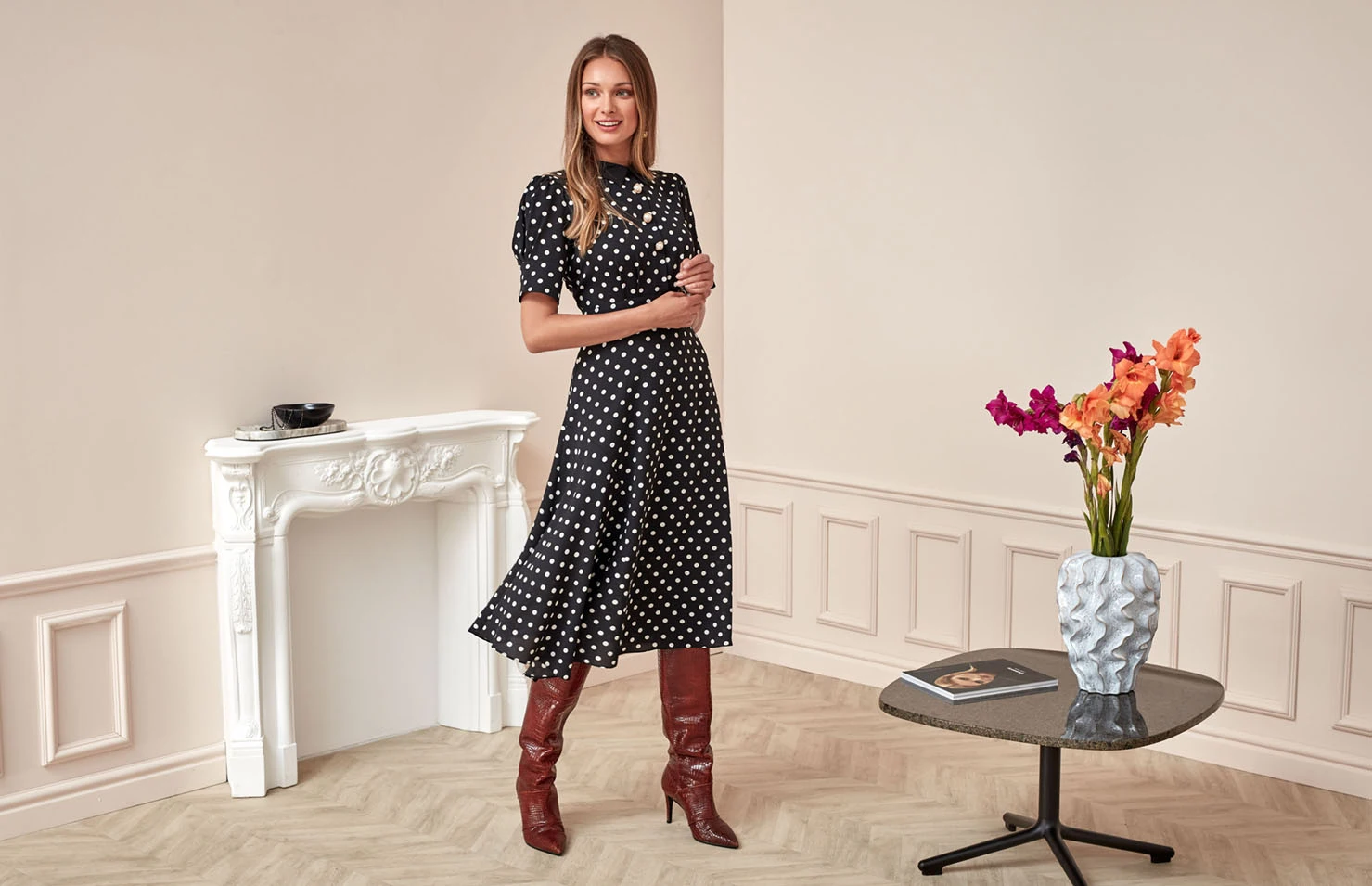 MIDI DRESS WITH PEAS
