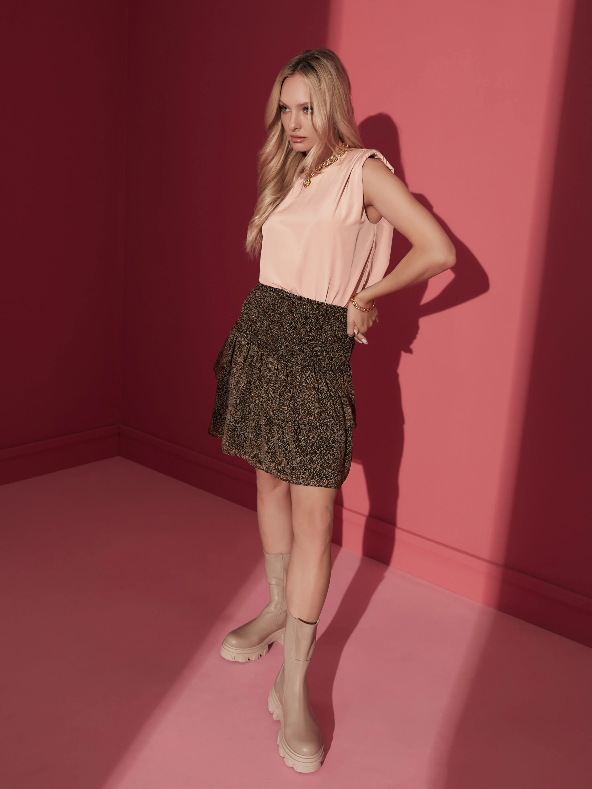 PINK BLOUSE WITH SHOULDER PADS
