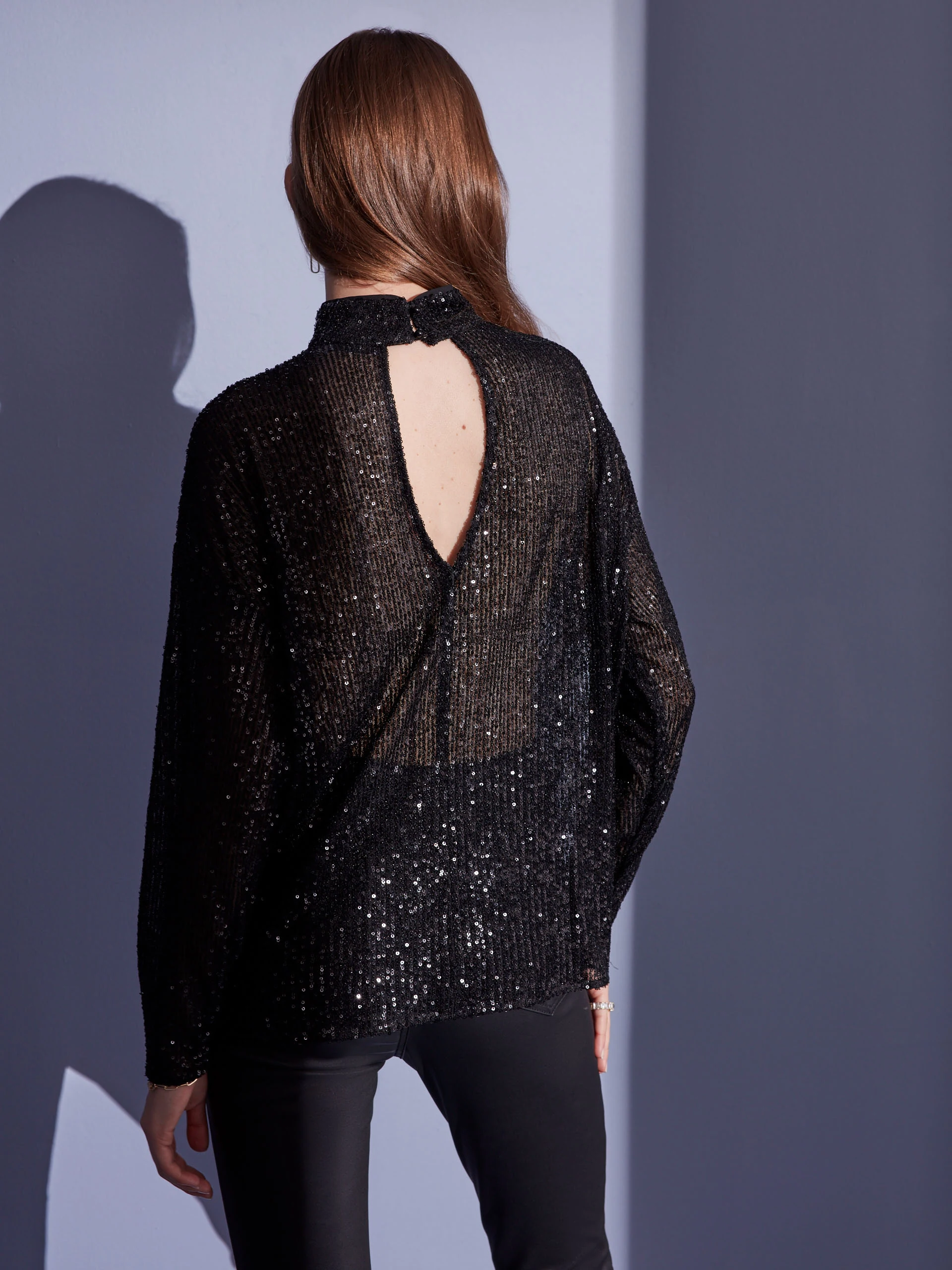 BLACK SEQUIN BLOUSE