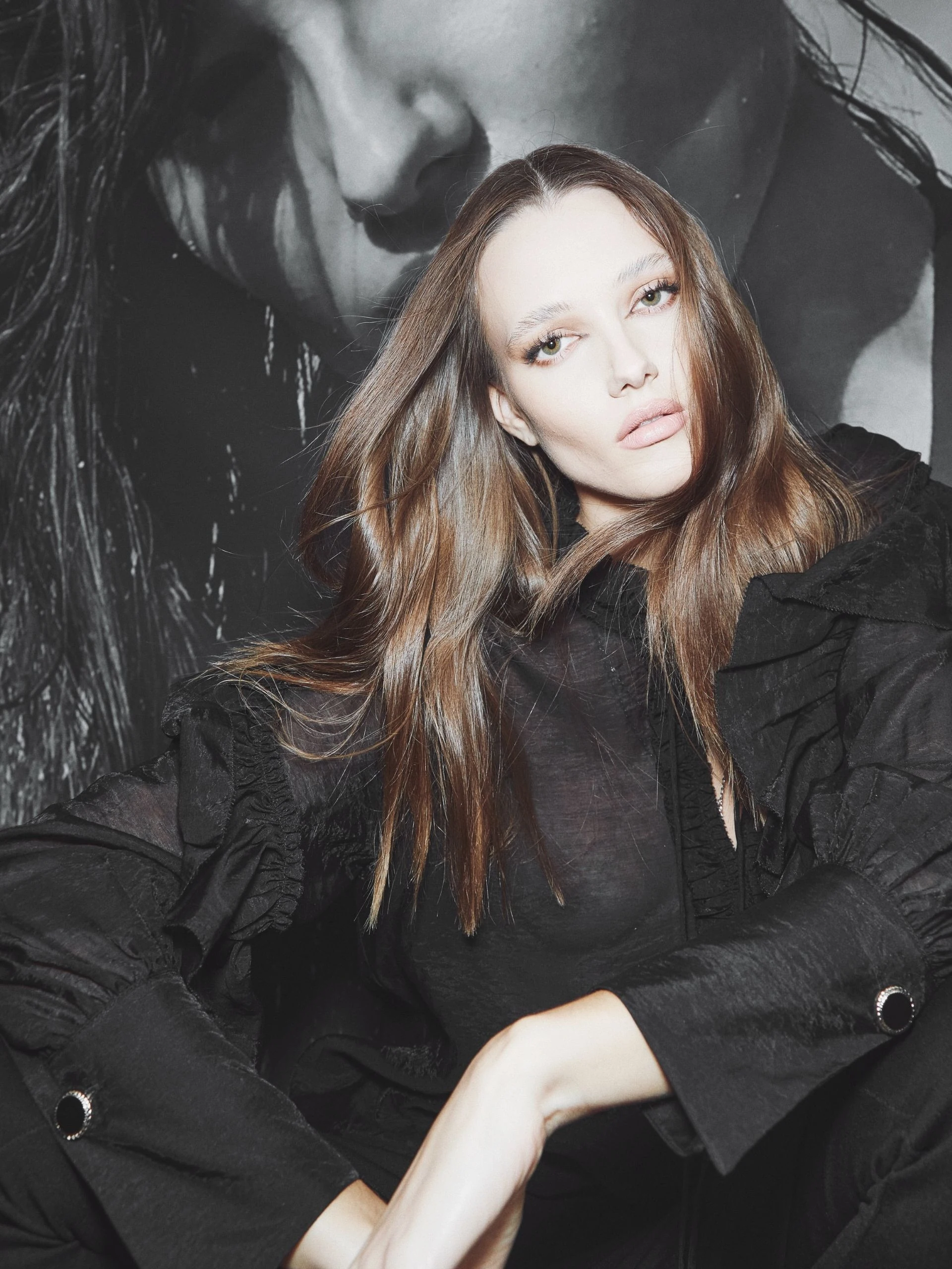 BLACK BLOUSE WITH RUFFLES